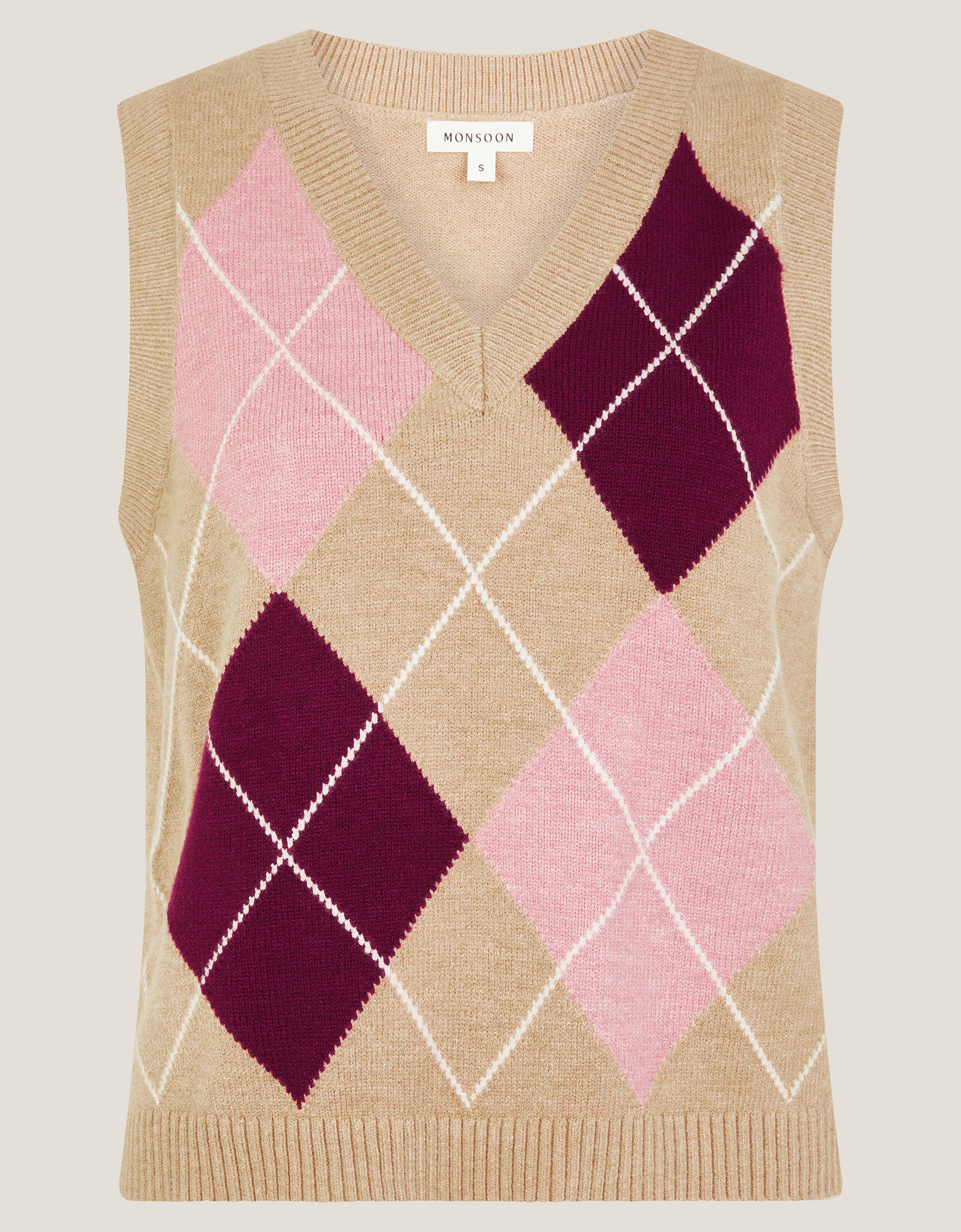 Monsoon Anne Sleeveless Argyle Knitted Vest, view 5