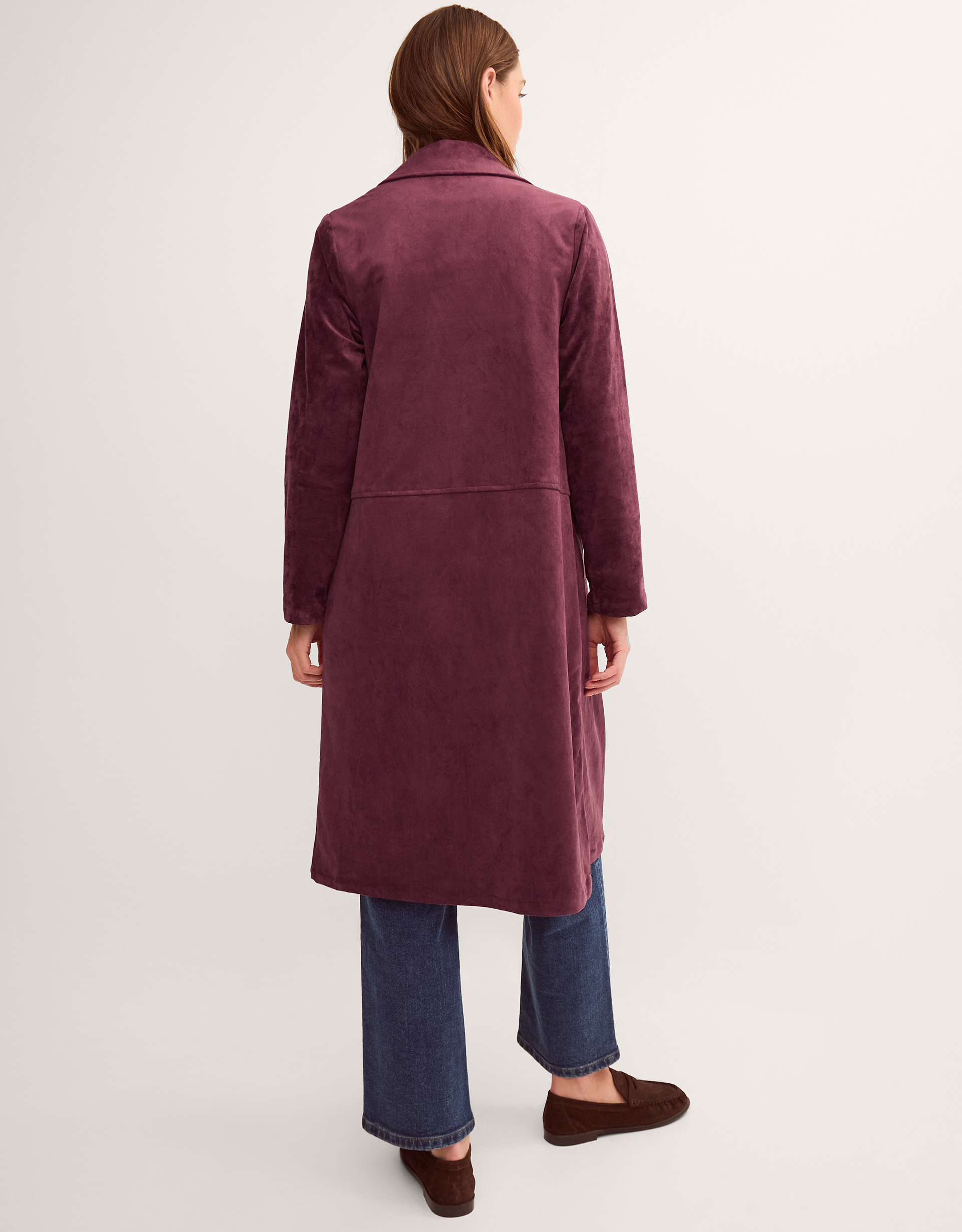Monsoon Tove Faux Suede Coat in Red, view 3