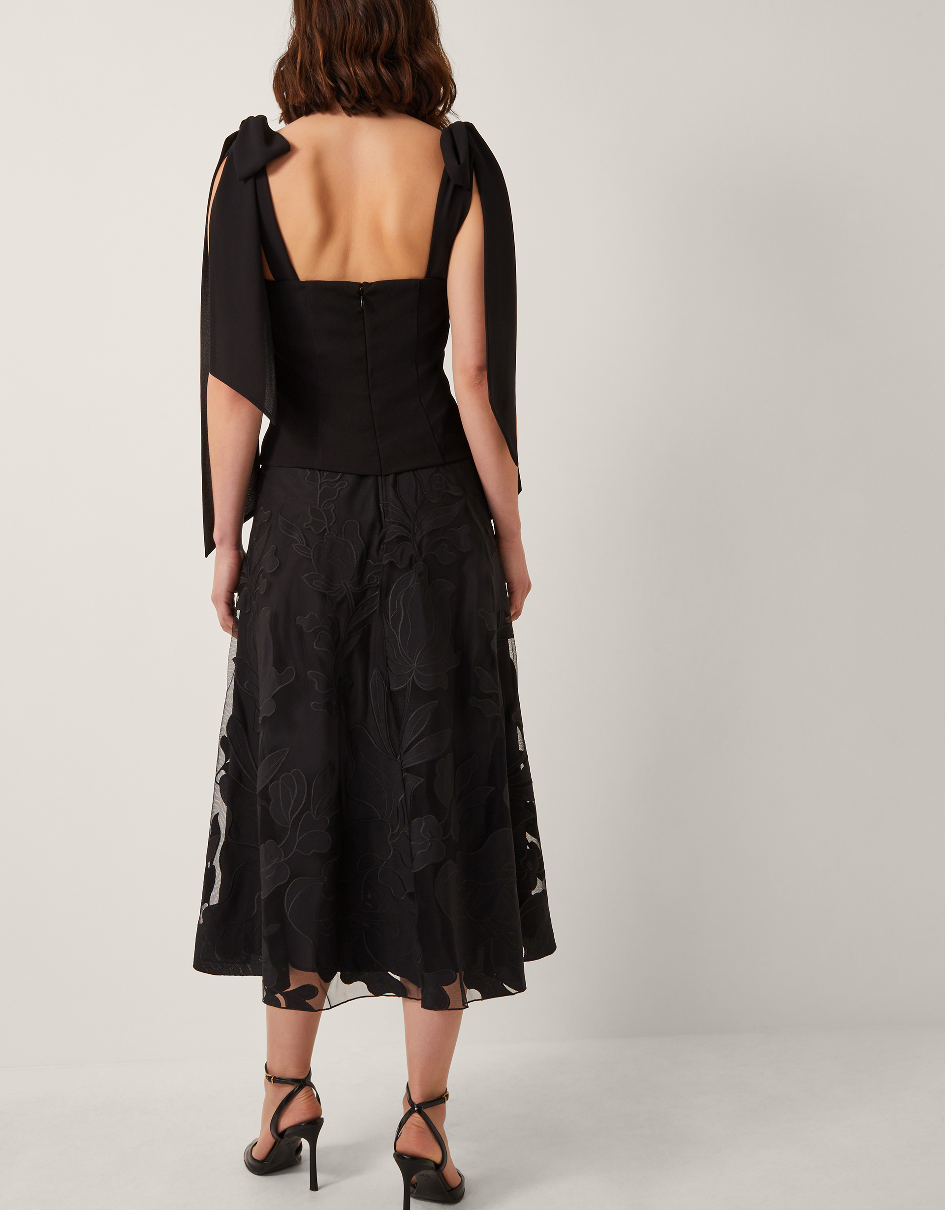 Monsoon Briana Tie Floral Appliqué Midi Dress, view 3