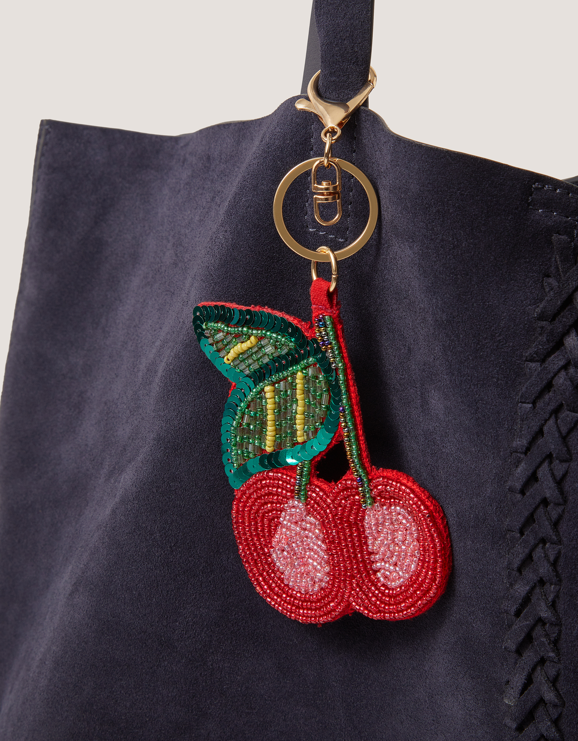 Monsoon Cherry Beaded Bag Charm, view 3