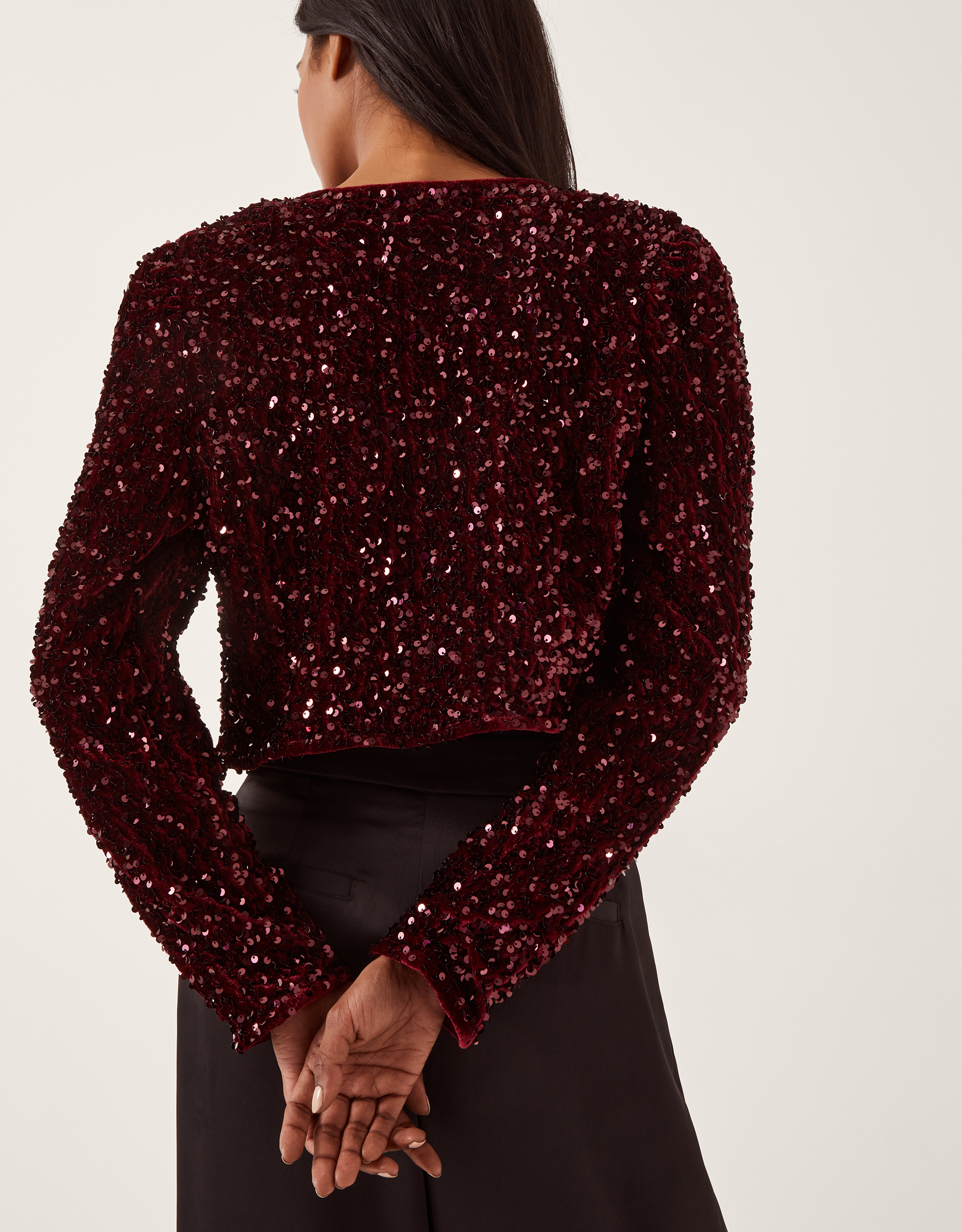 Monsoon Belinda Bow Sequin Jacket, view 3