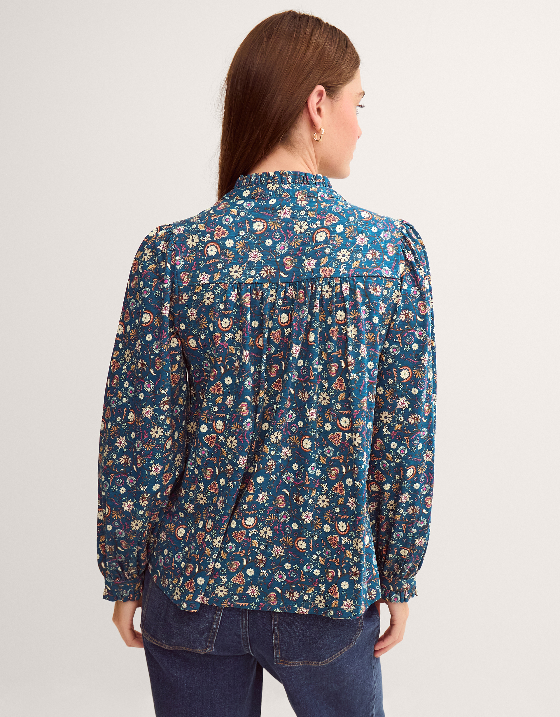 Monsoon Francine Floral Jersey Blouse, view 3