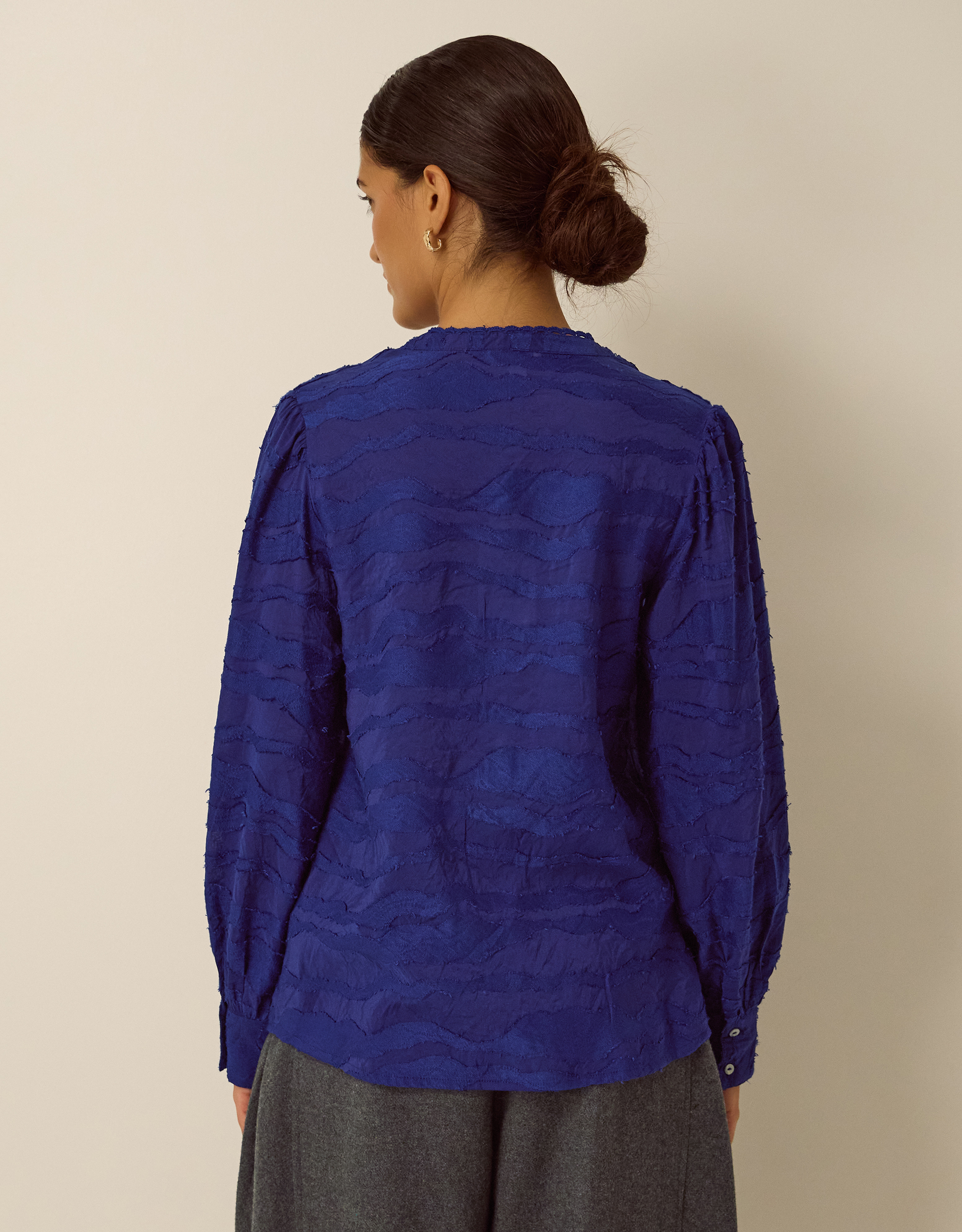 Monsoon Jane Jacquard Blouse Blue, view 3