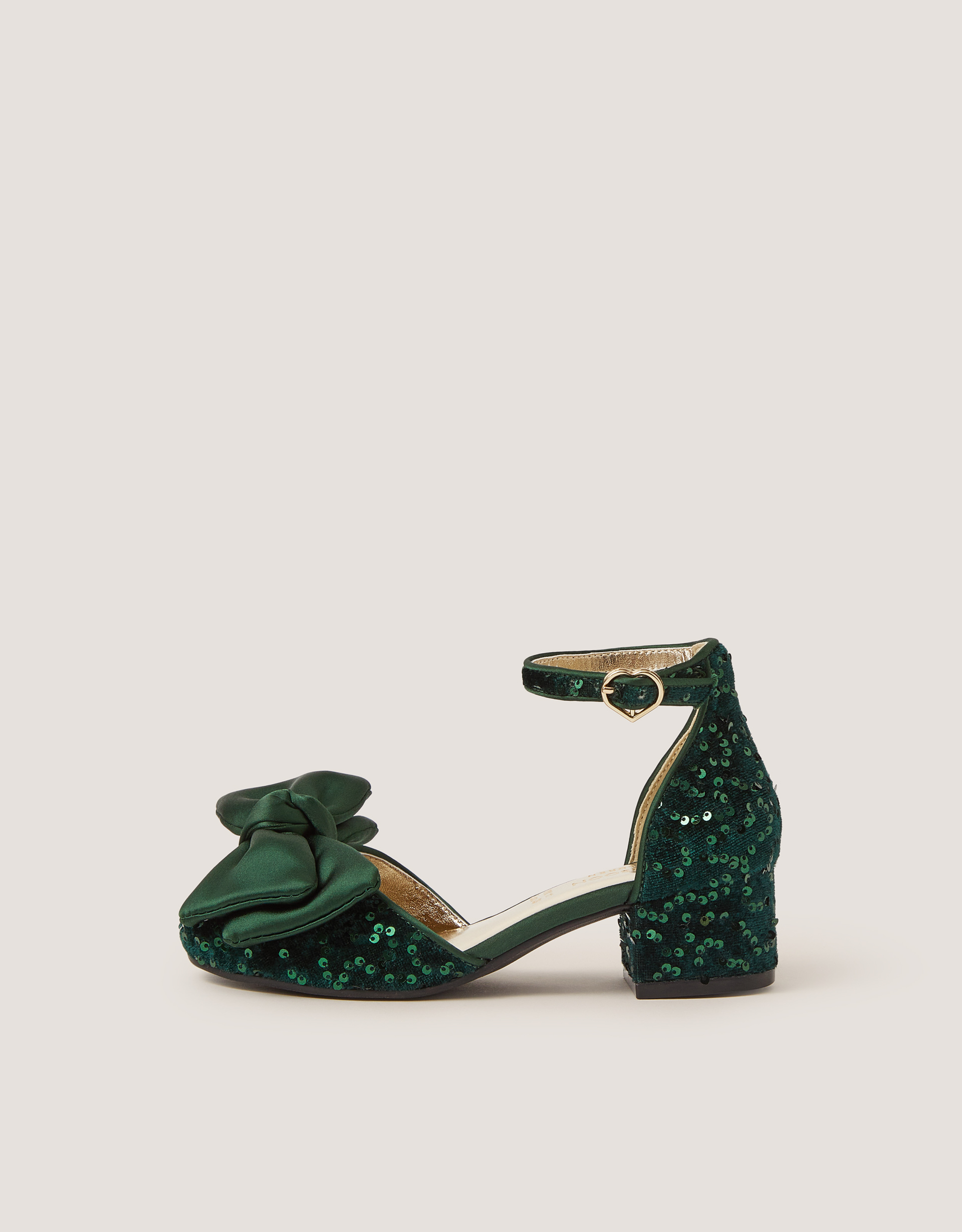 Monsoon Sequin Bow Velvet Two Part Heels, view 2