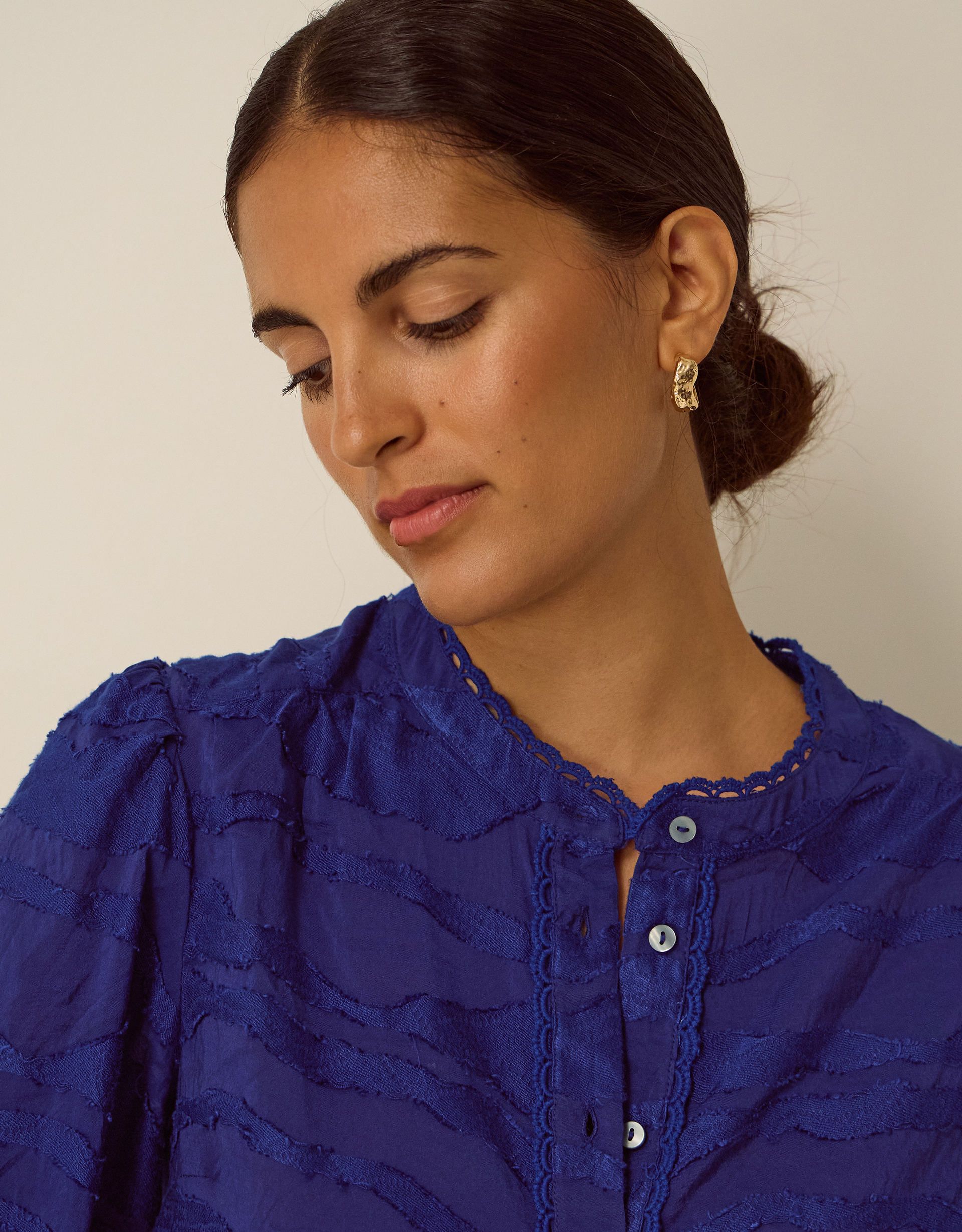 Monsoon Jane Jacquard Blouse Blue, view 2