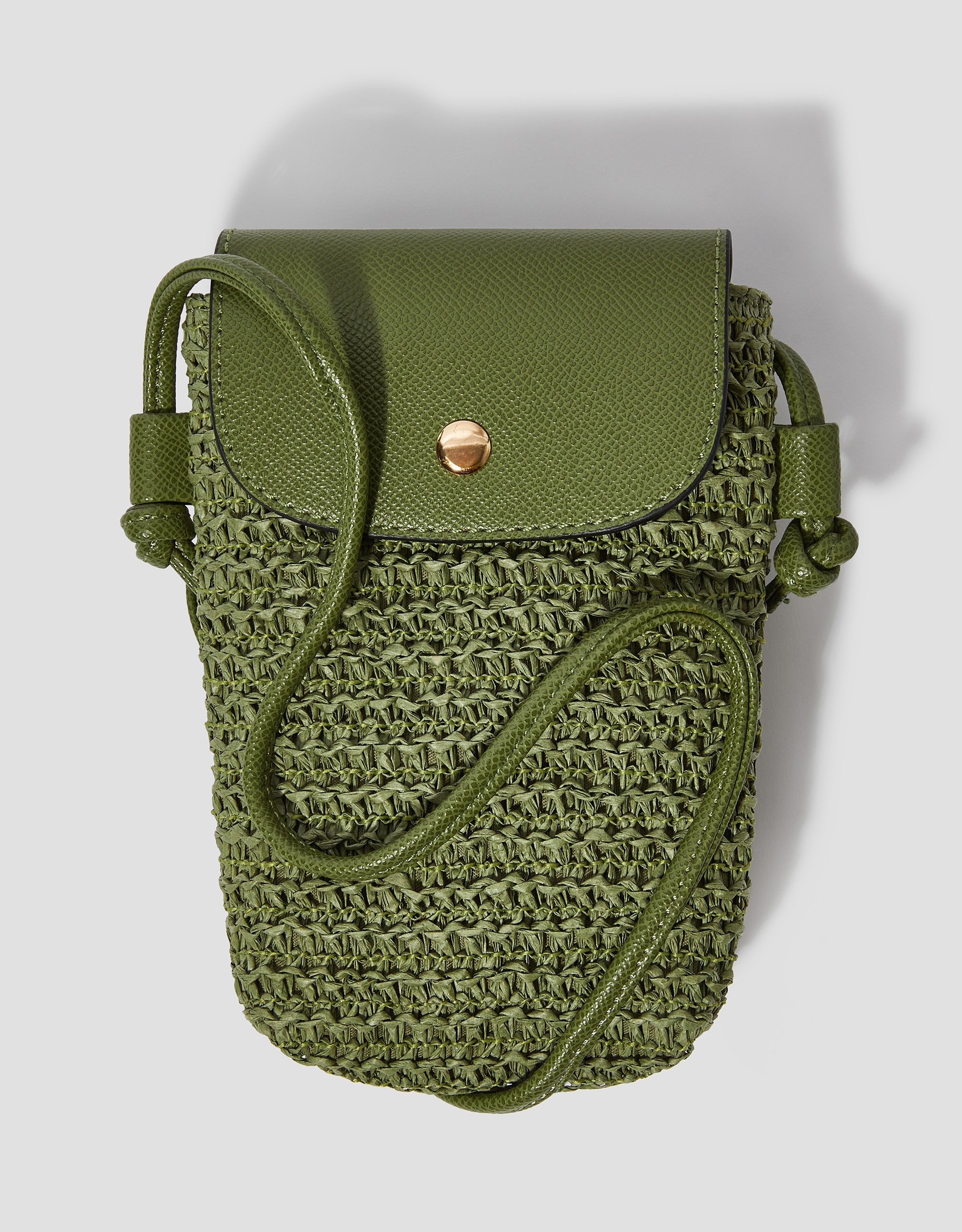Rosie Raffia Phone Bag Green