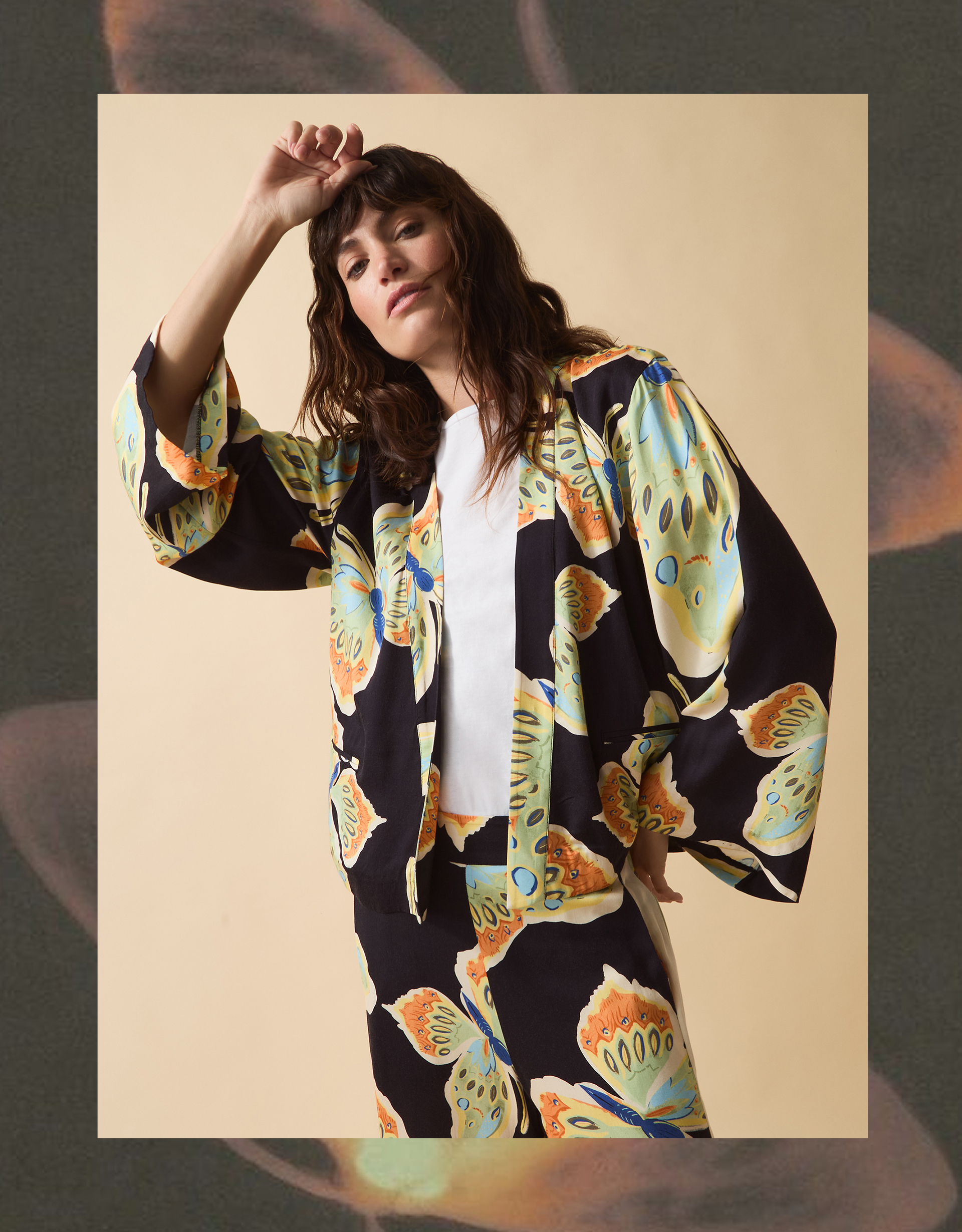 Monsoon Clemence Aurelie Butterfly Kimono Jacket in Black