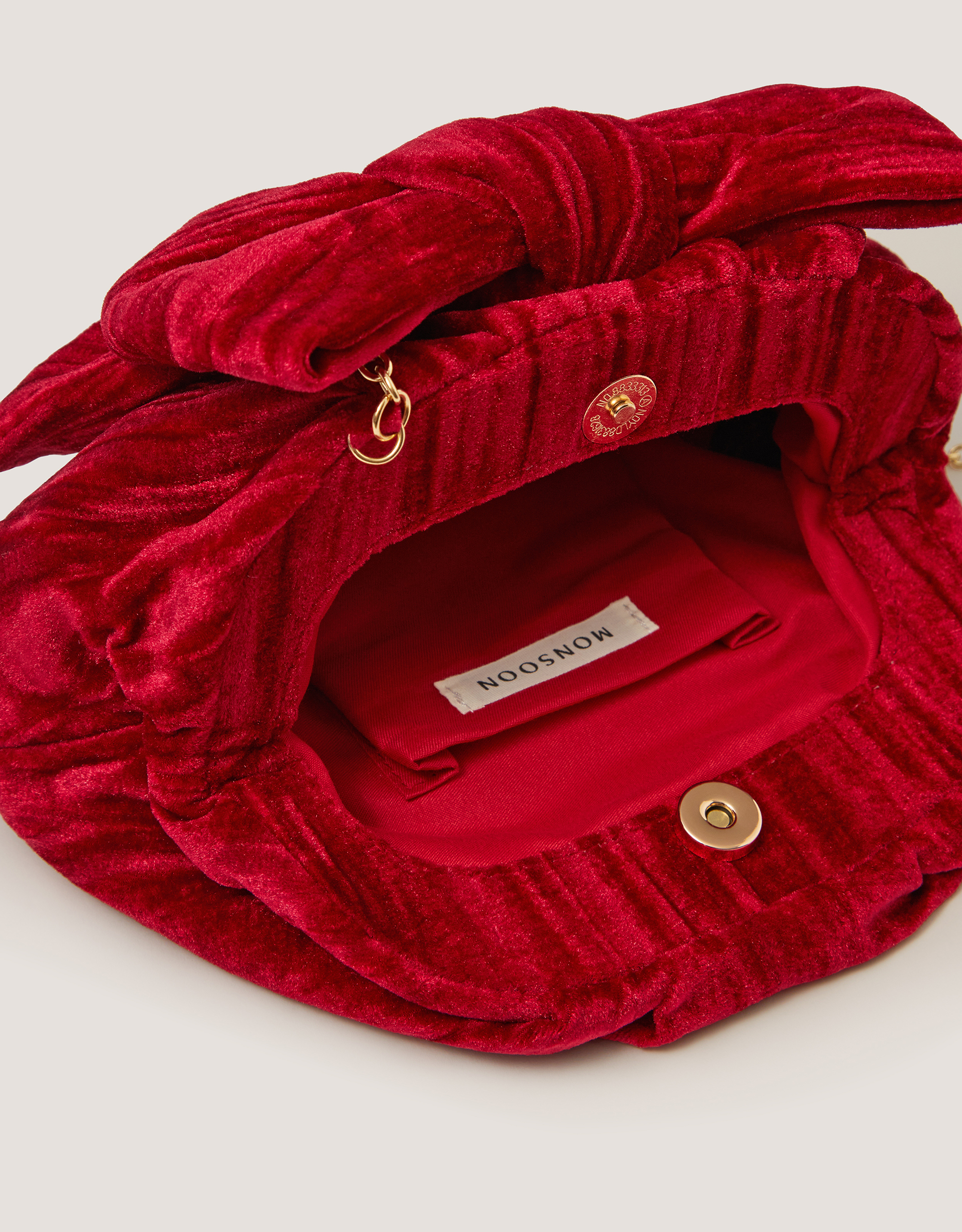 Monsoon Taya Velvet Bow Clutch Bag, view 3