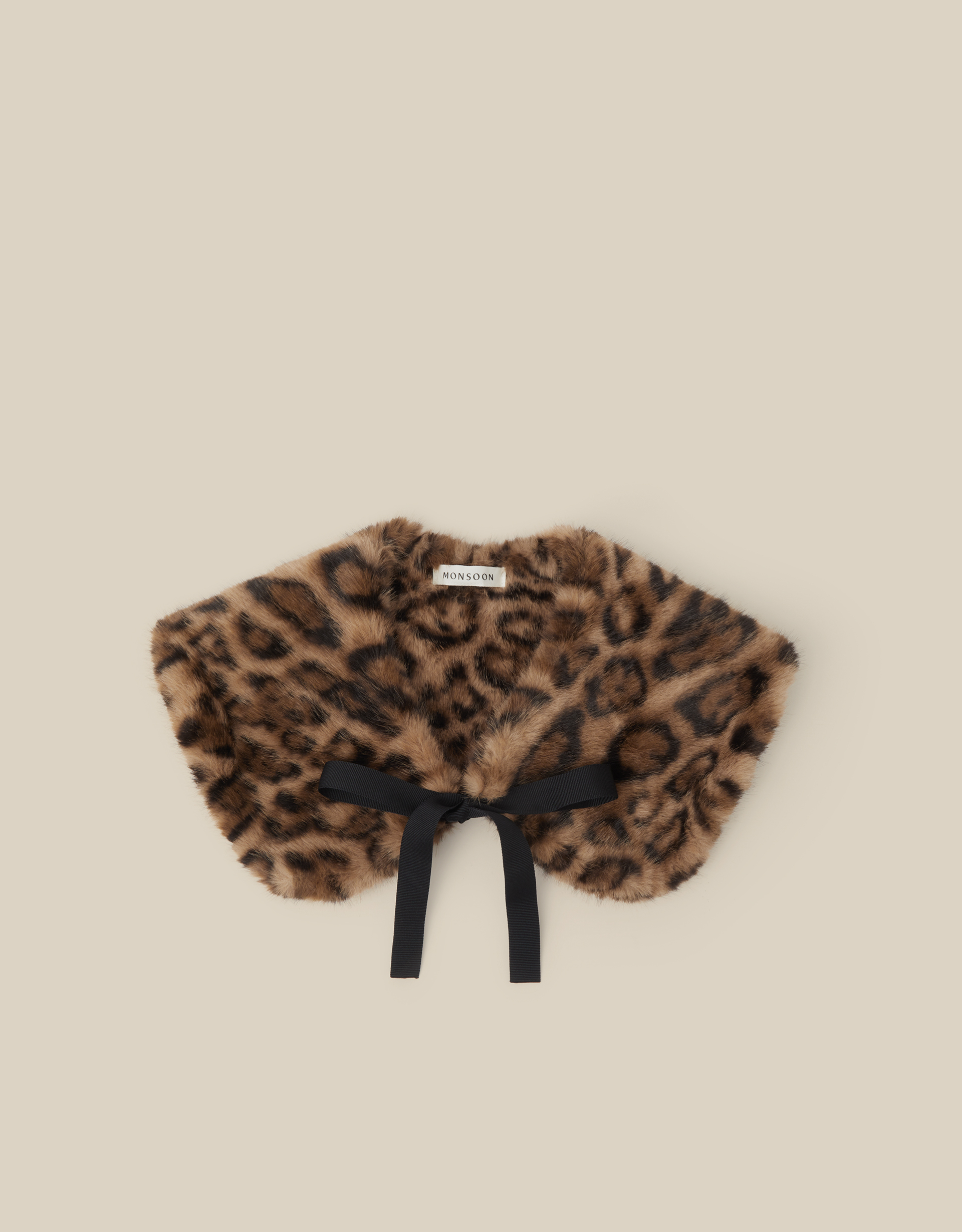 Monsoon Niya Leopard Print Faux Fur Collar