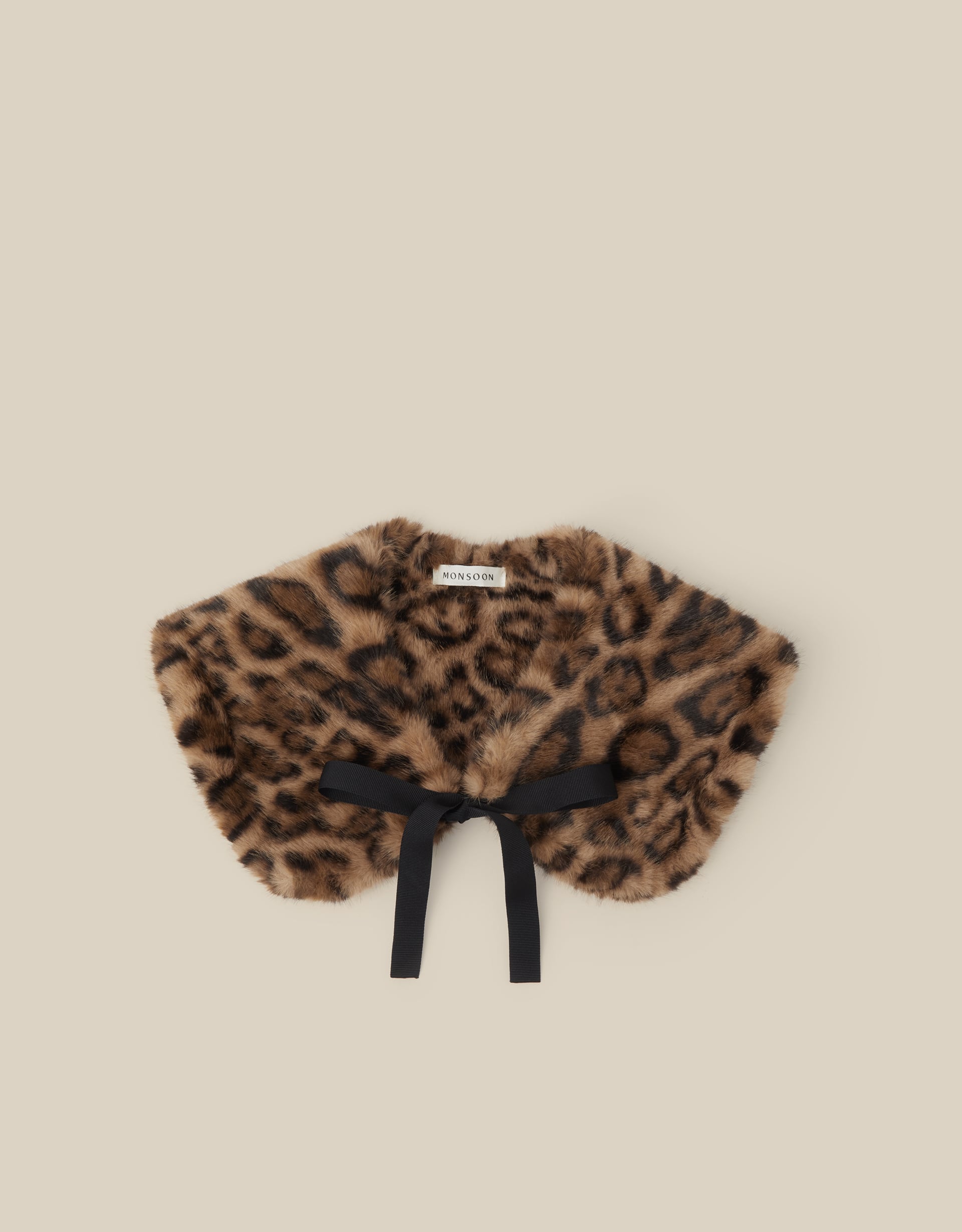 Monsoon Niya Leopard Print Faux Fur Collar