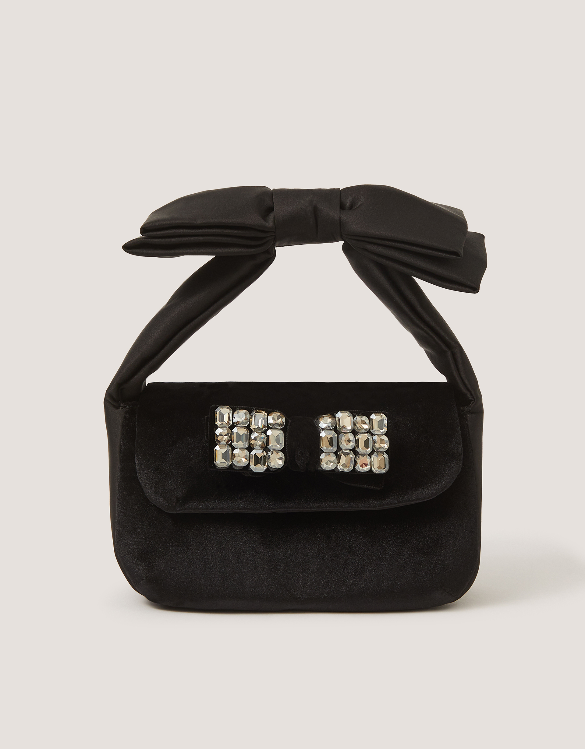 Monsoon Gemstone Bow Velvet Bag in tan