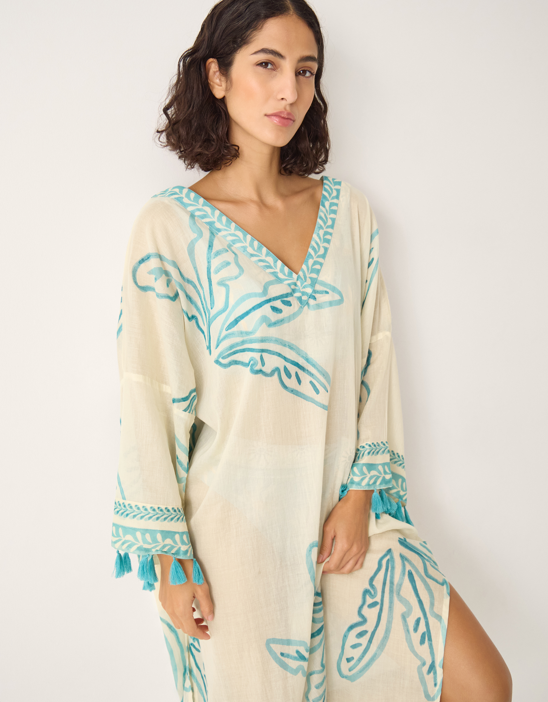 Monsoon Pam Palm Print Kaftan