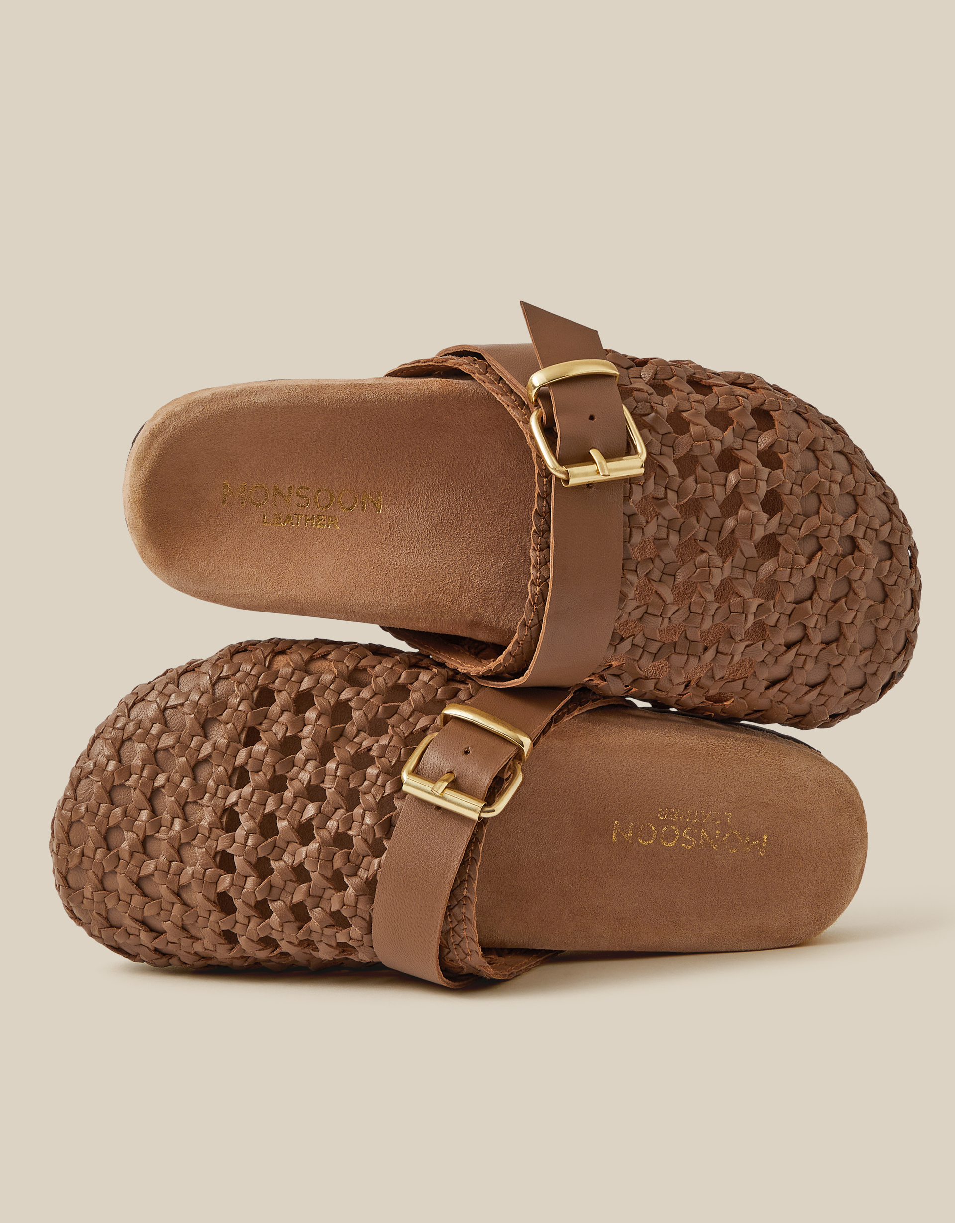Monsoon Freya Woven Leather Mules, view 3