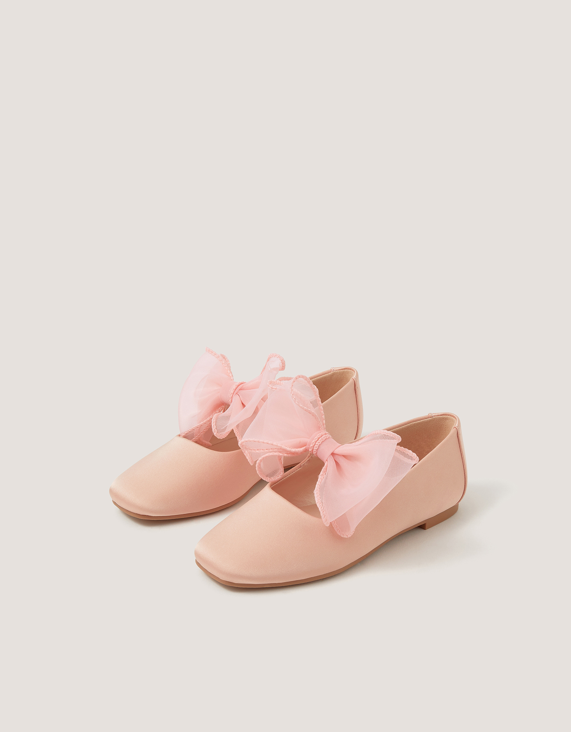 Monsoon Organza Bow Ballet Flats in Pink