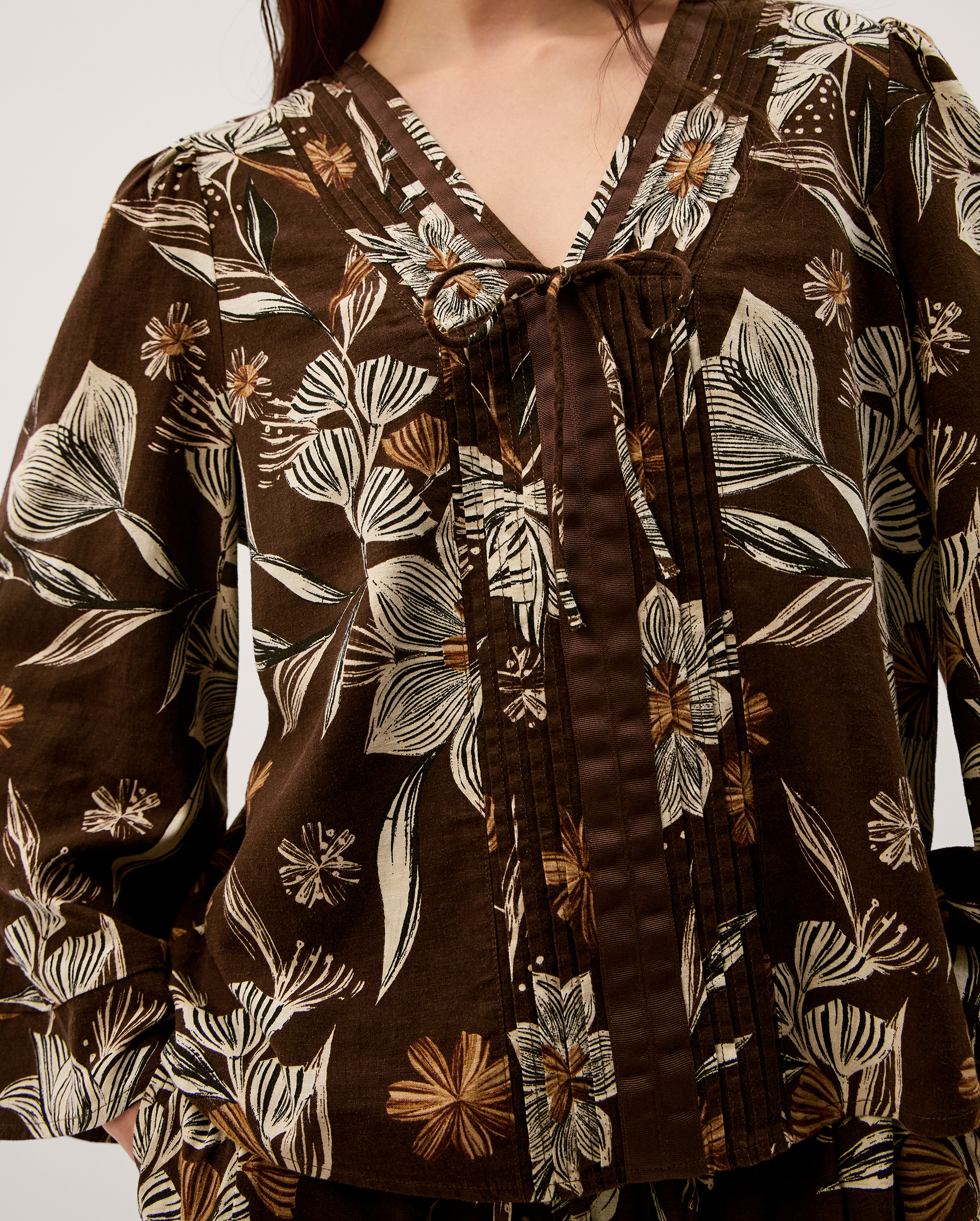 Monsoon Esther Floral Linen Blend Top, view 3