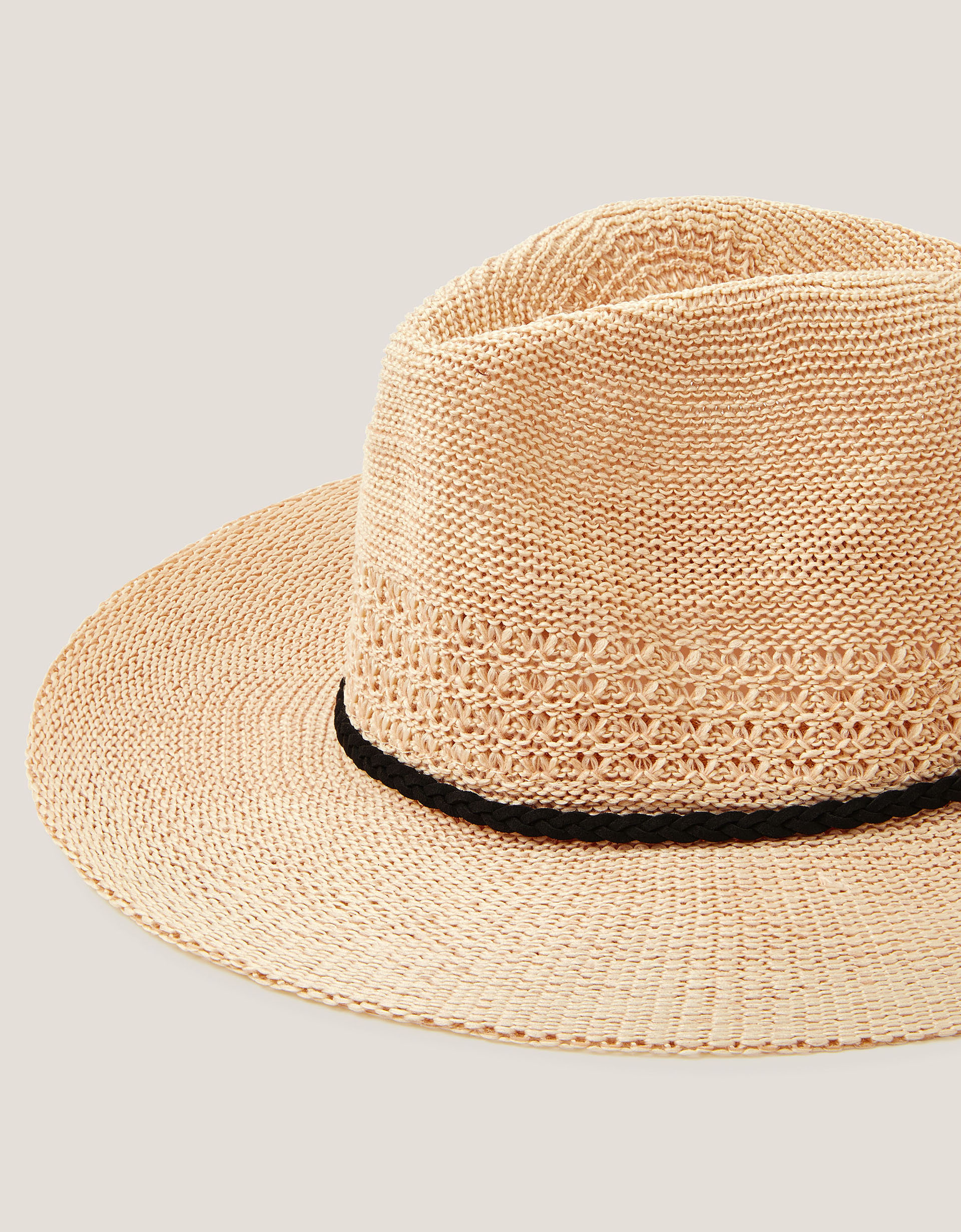 Monsoon Nene Woven Fedora Sun Hat in Natural, view 3