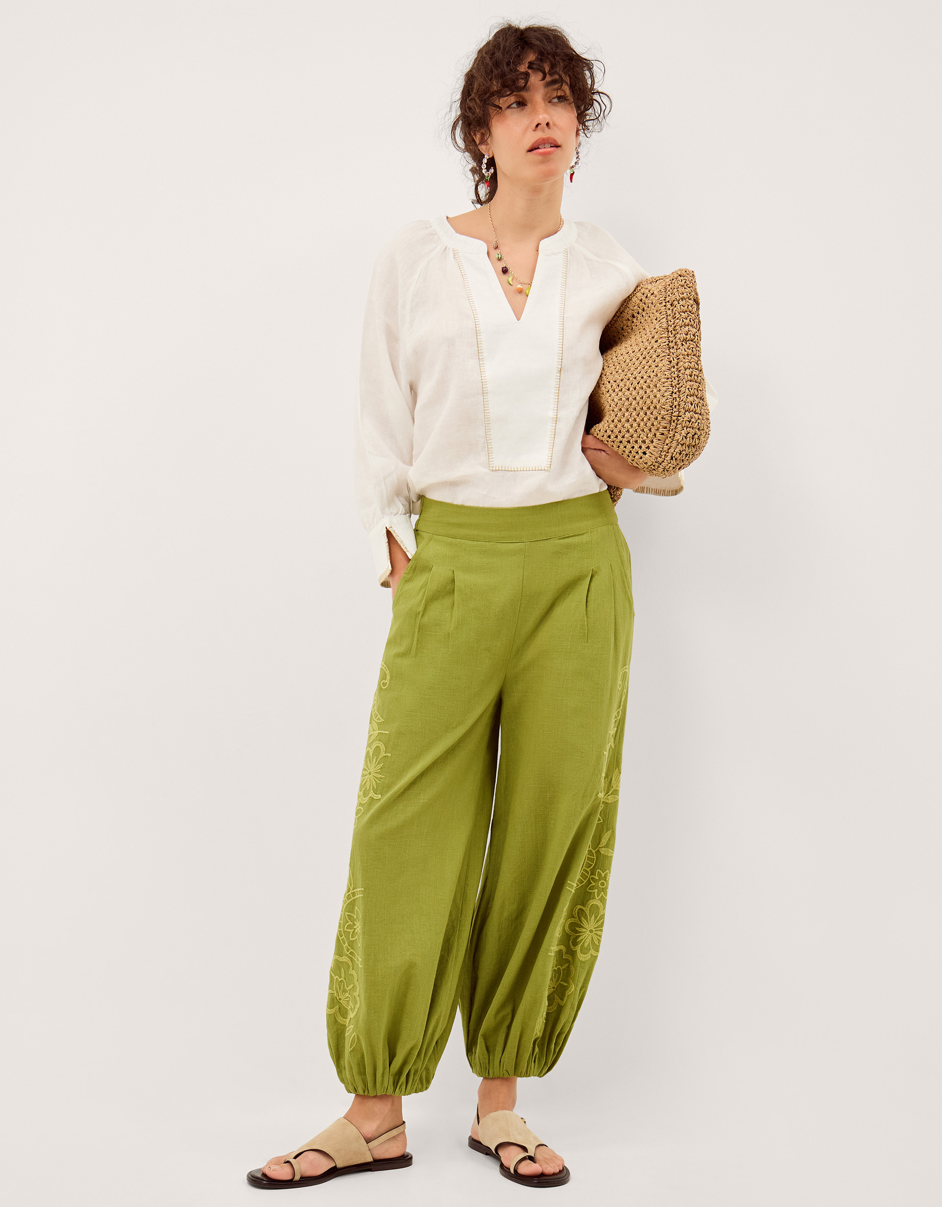 Monsoon Effie Embroidered Balloon Trousers, view 3