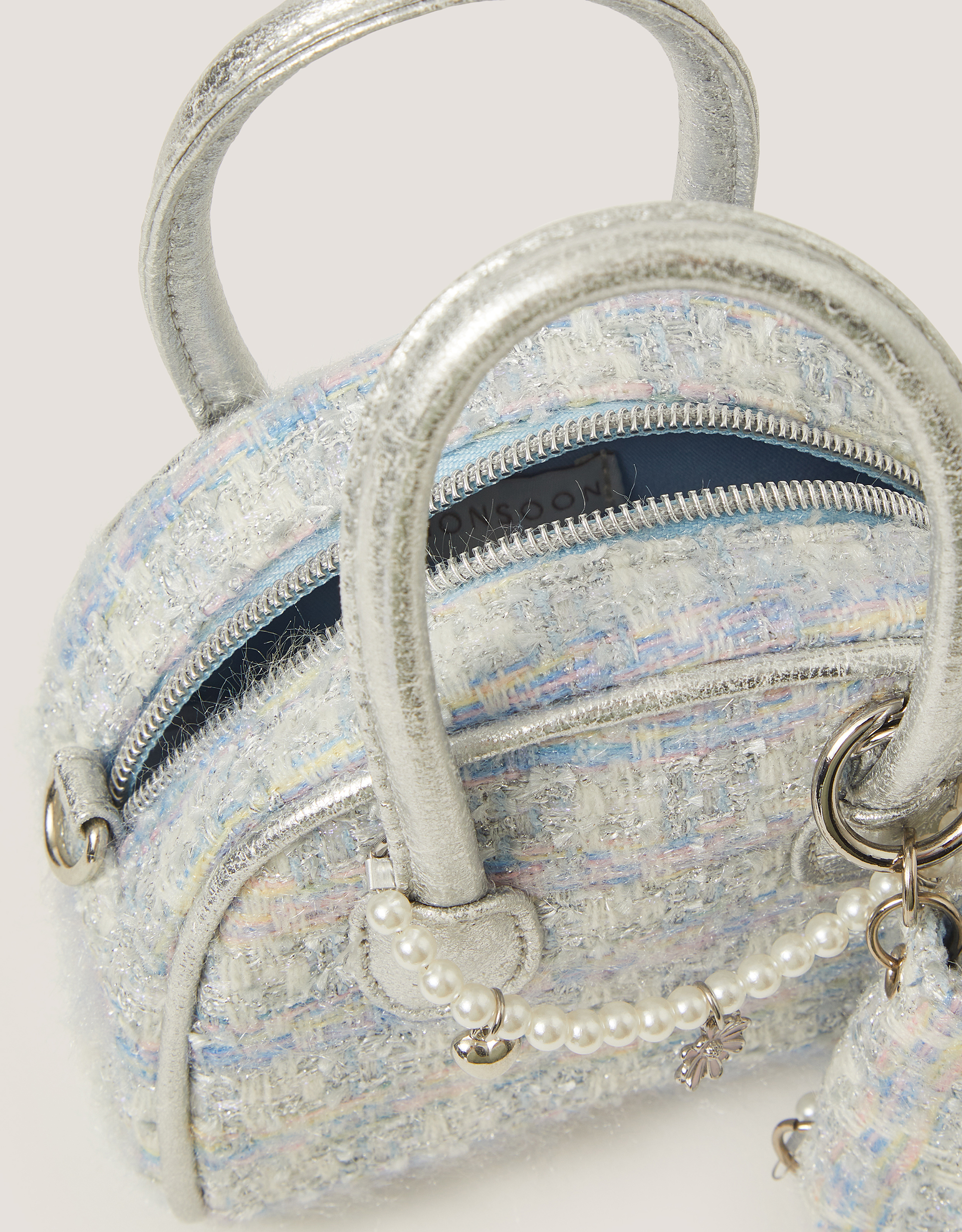 Monsoon Lucy Pearl Charm Bouclé Bag, view 4