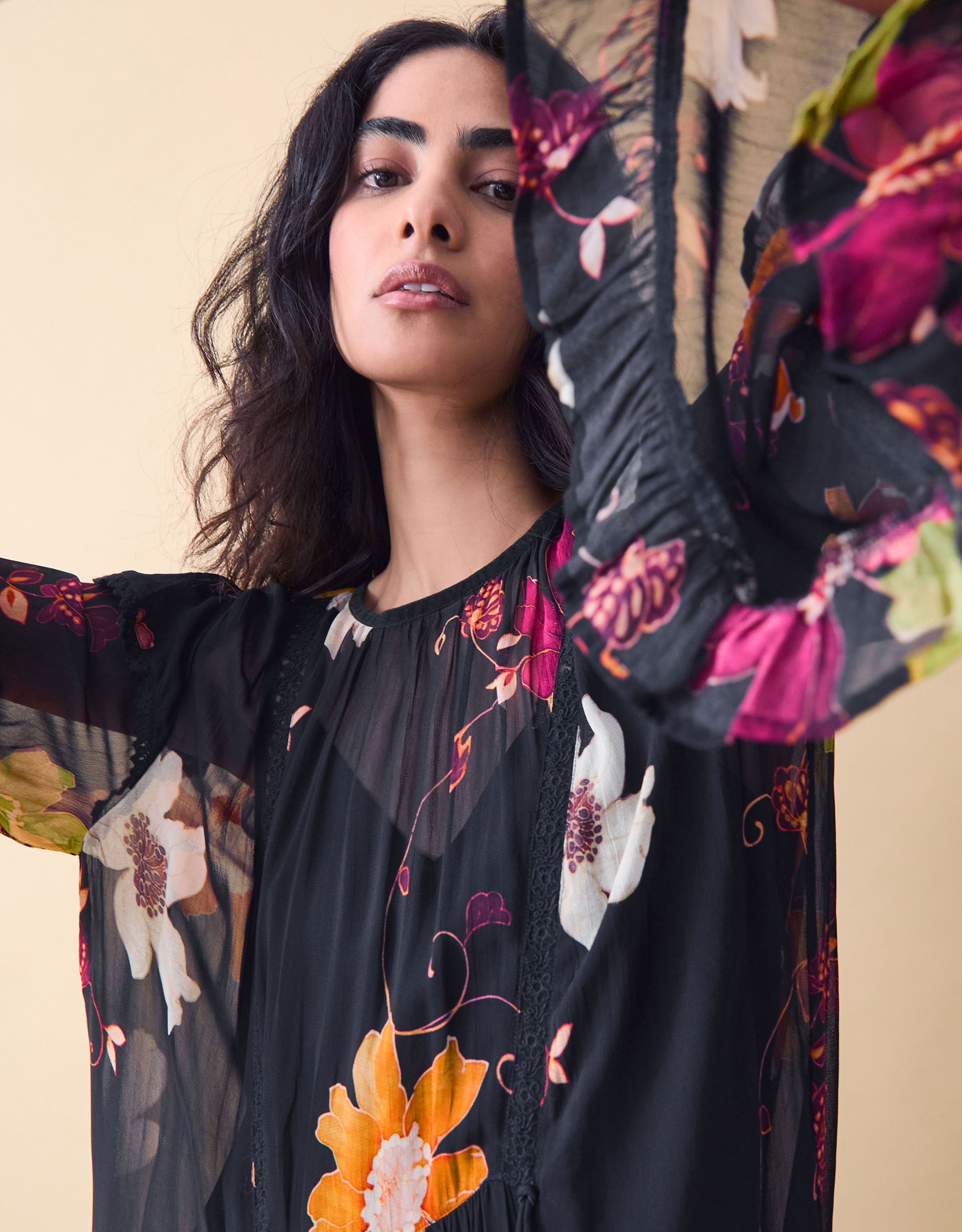 Monsoon Clemence Camille Floral Georgette Midi Dress, view 2