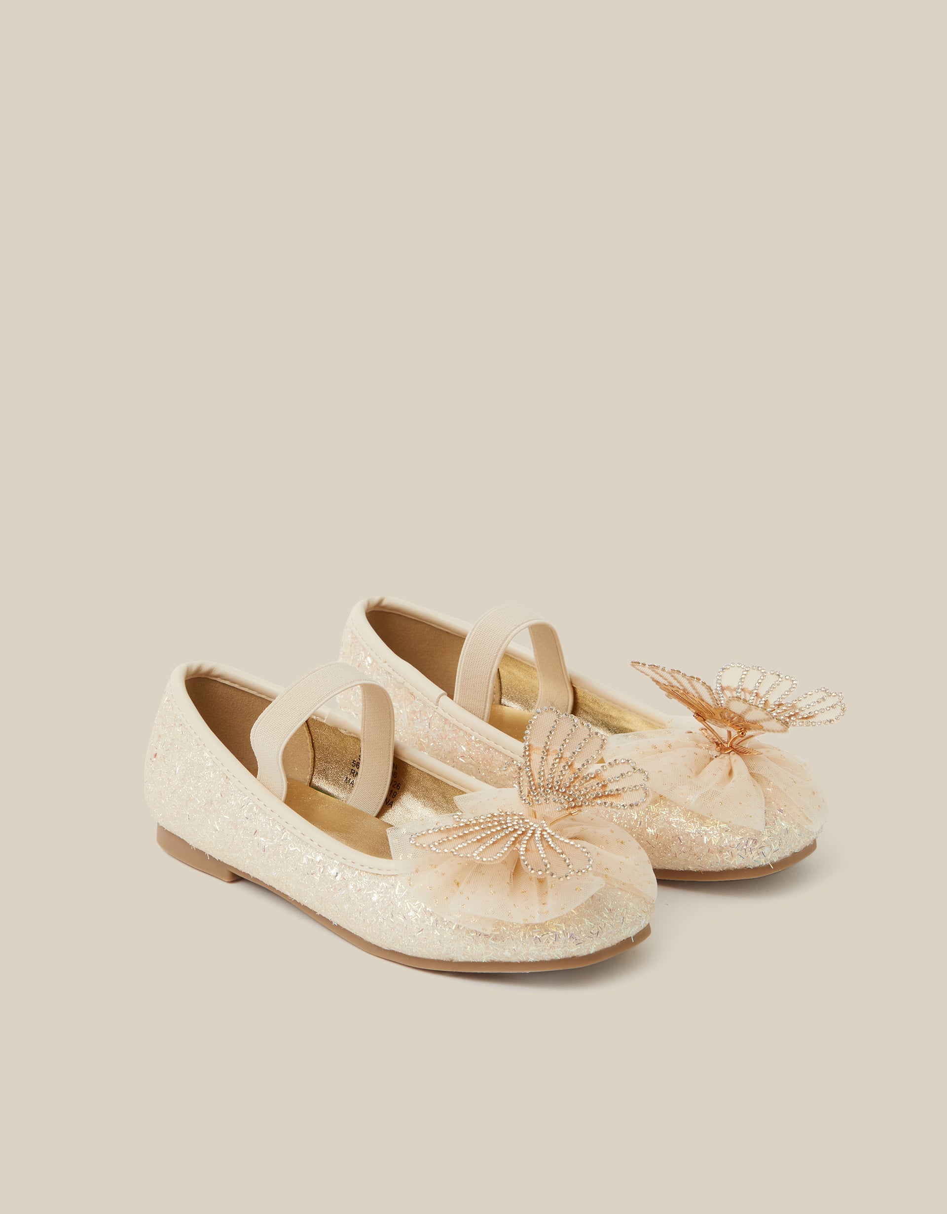 Monsoon Sparkle Butterfly Ballet Flats in Gold