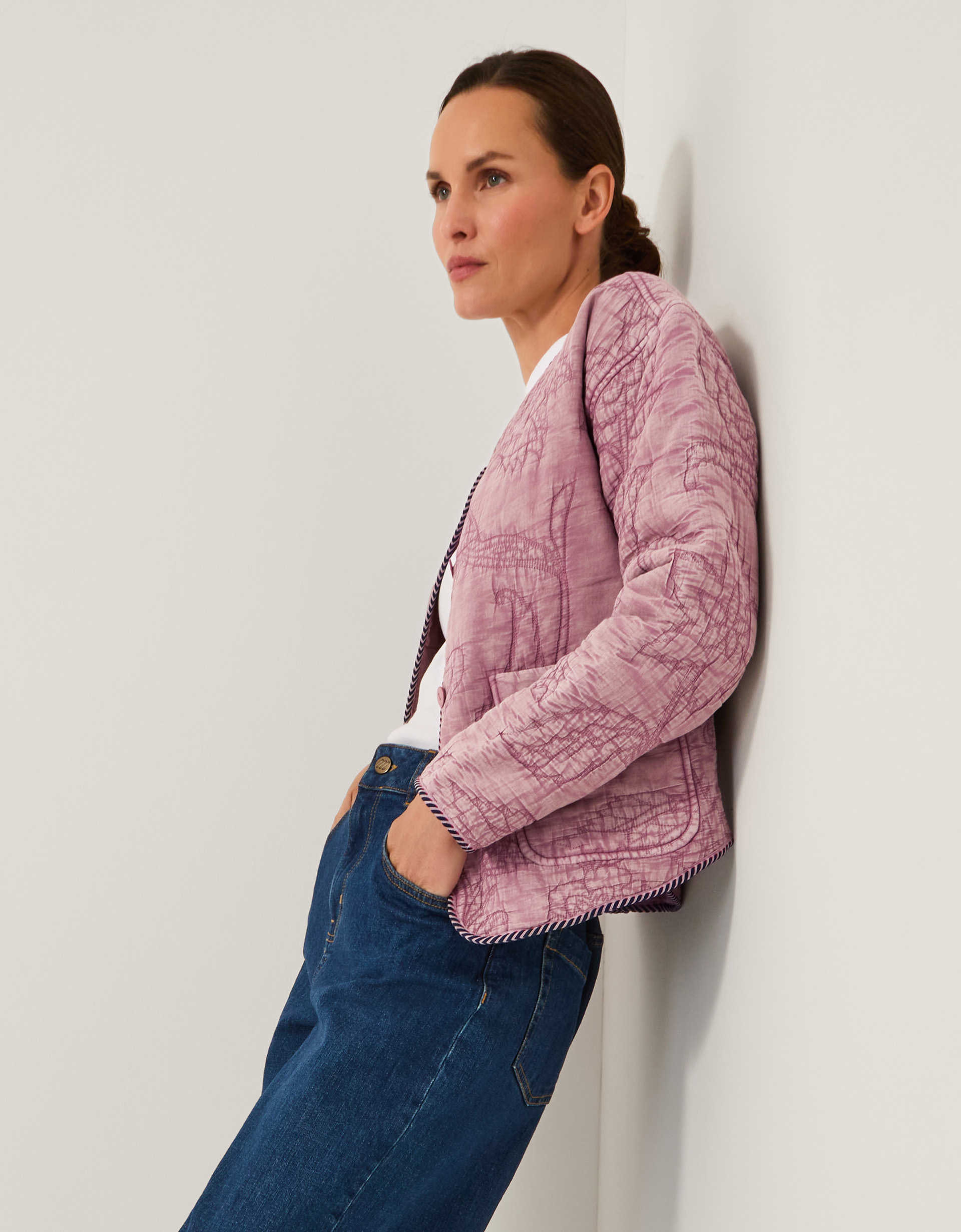 Monsoon Hazel Floral Quilted Jacket, view 3