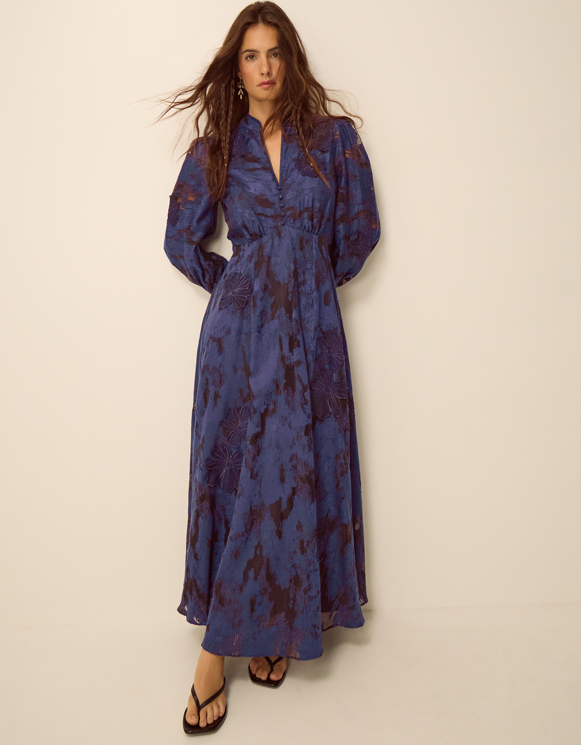 Monsoon Glen Floral Jacquard Midi Dress