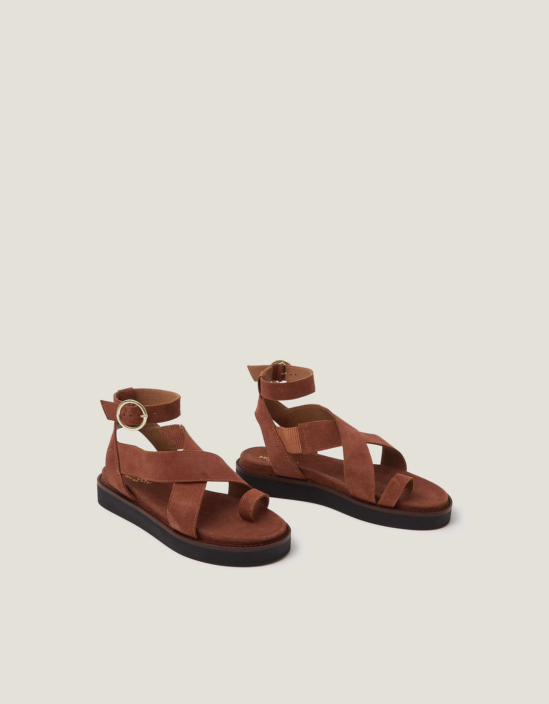 Monsoon Ivy Toe Strap Crossover Suede Sandals