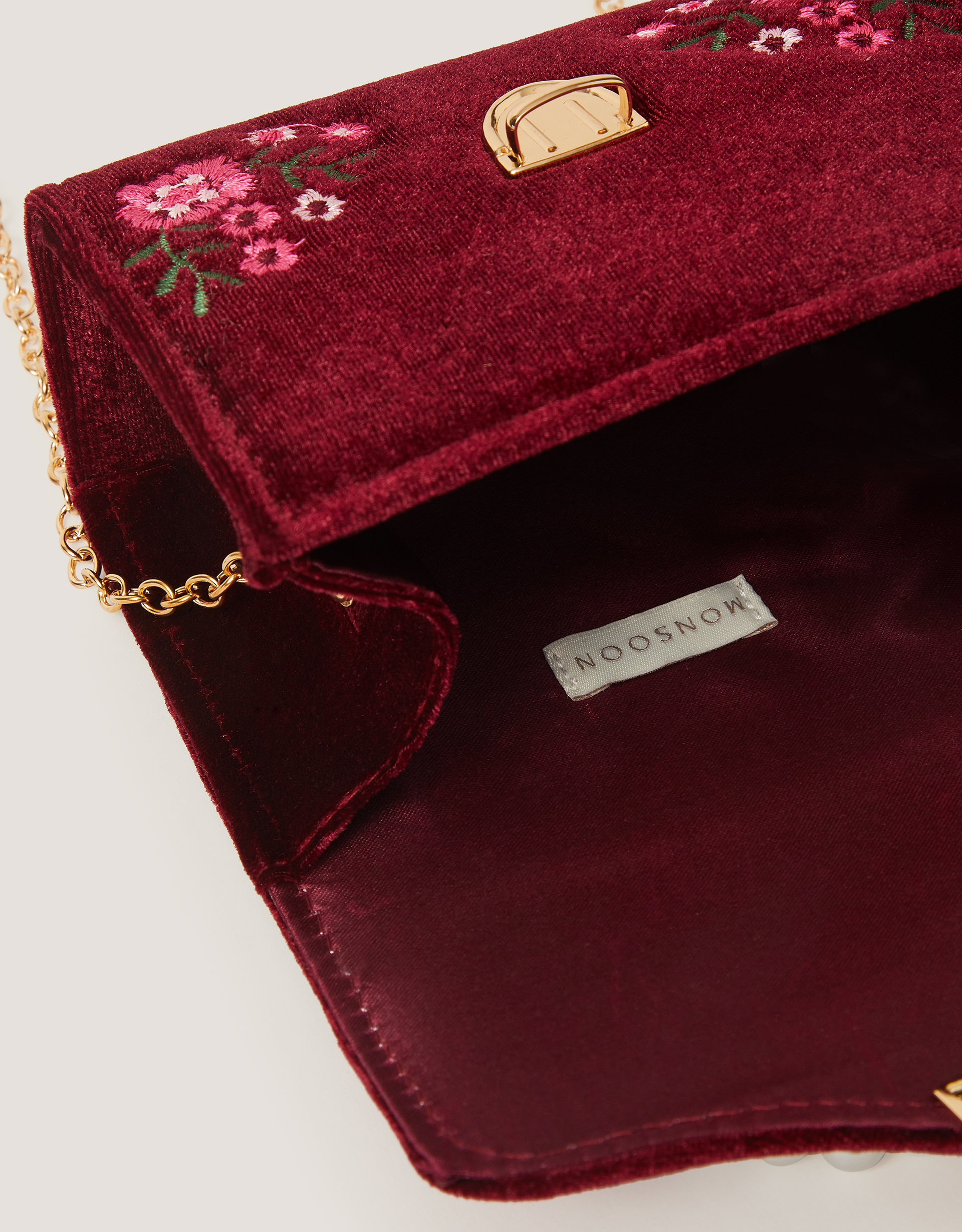 Monsoon Floral Embroidered Velvet Bag, view 4