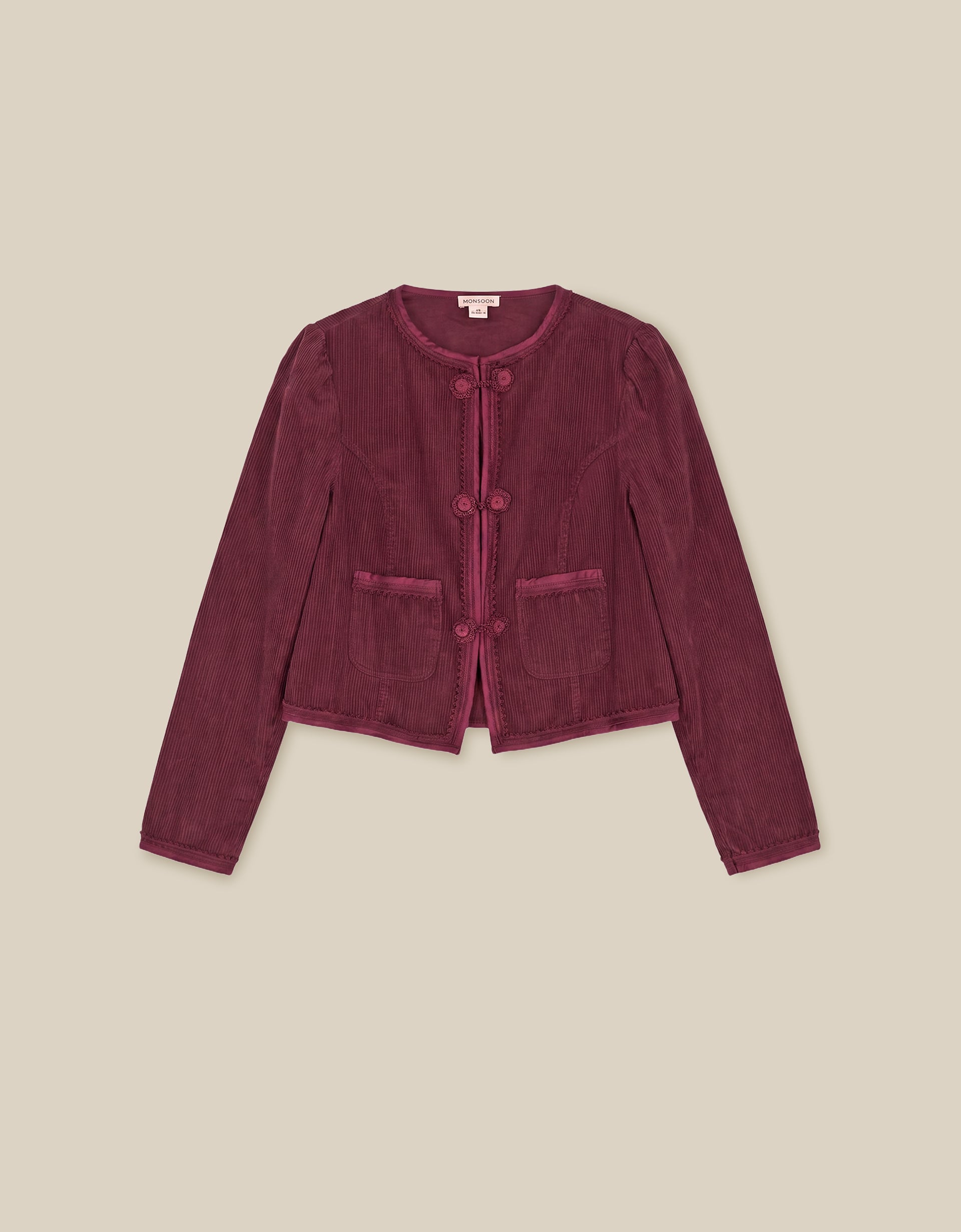 Monsoon Fay Flower Button Corduroy Jacket, view 5