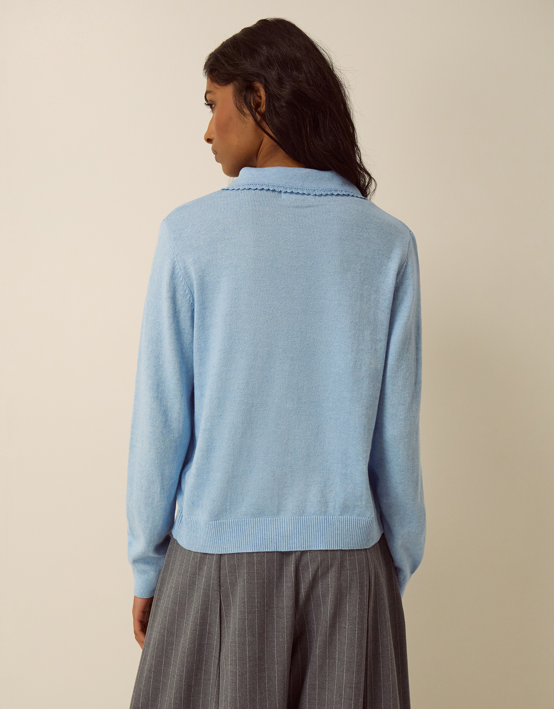 Monsoon Carey Cable Knit Cardigan in Blue, view 3