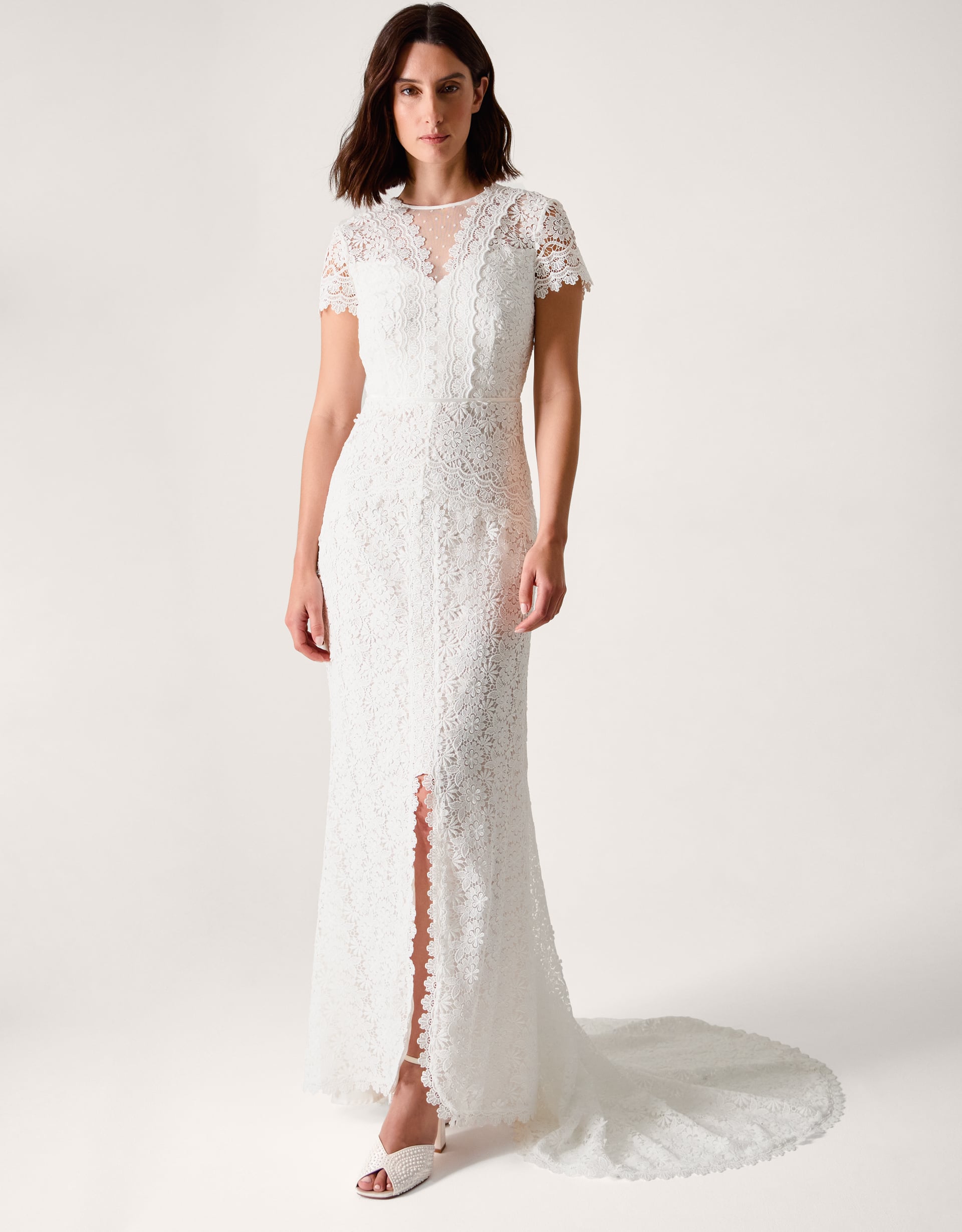 Monsoon Cream Floral Lace Sienna Maxi Wedding Dress, view 2