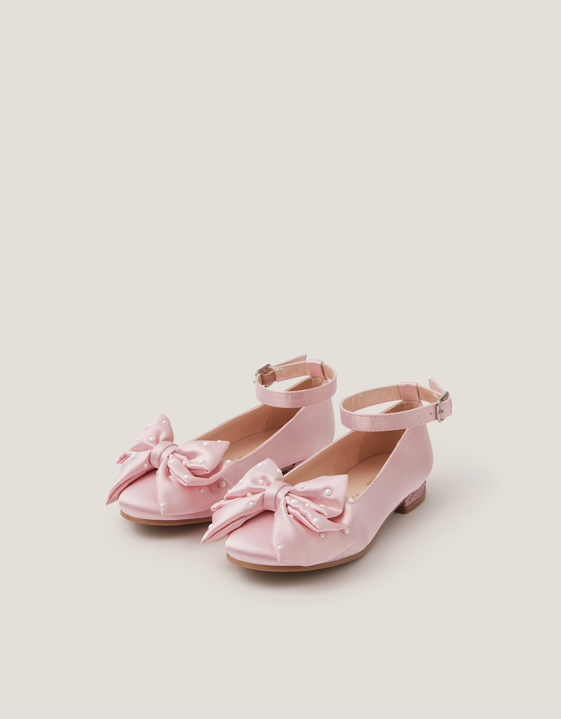 Monsoon Pearl Bow Satin Flats