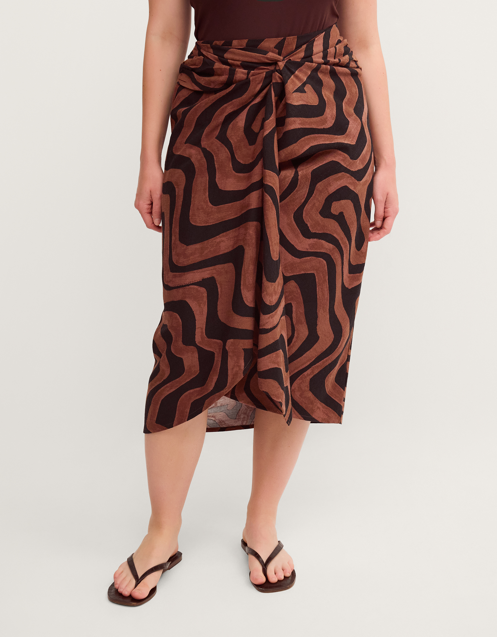 Monsoon Callie Thorpe x Monsoon Wave Print Linen Blend Sarong Skirt, view 2