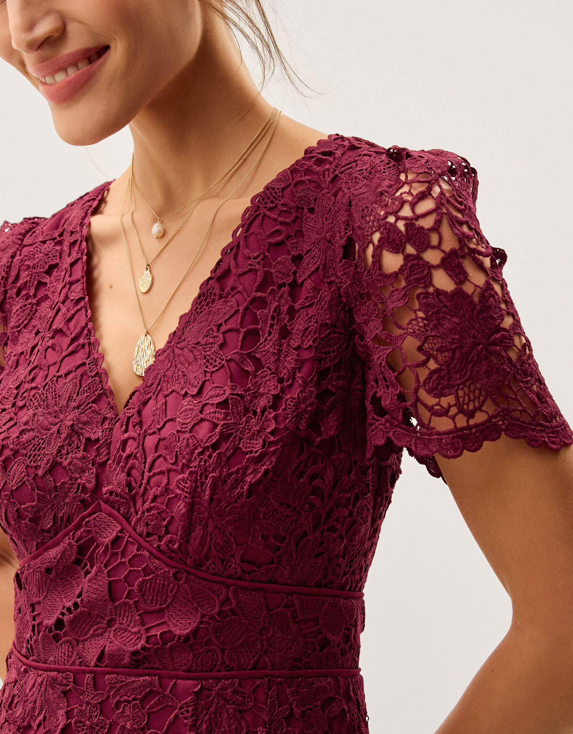 Monsoon Gia Cutwork Lace Midi Dress, view 4
