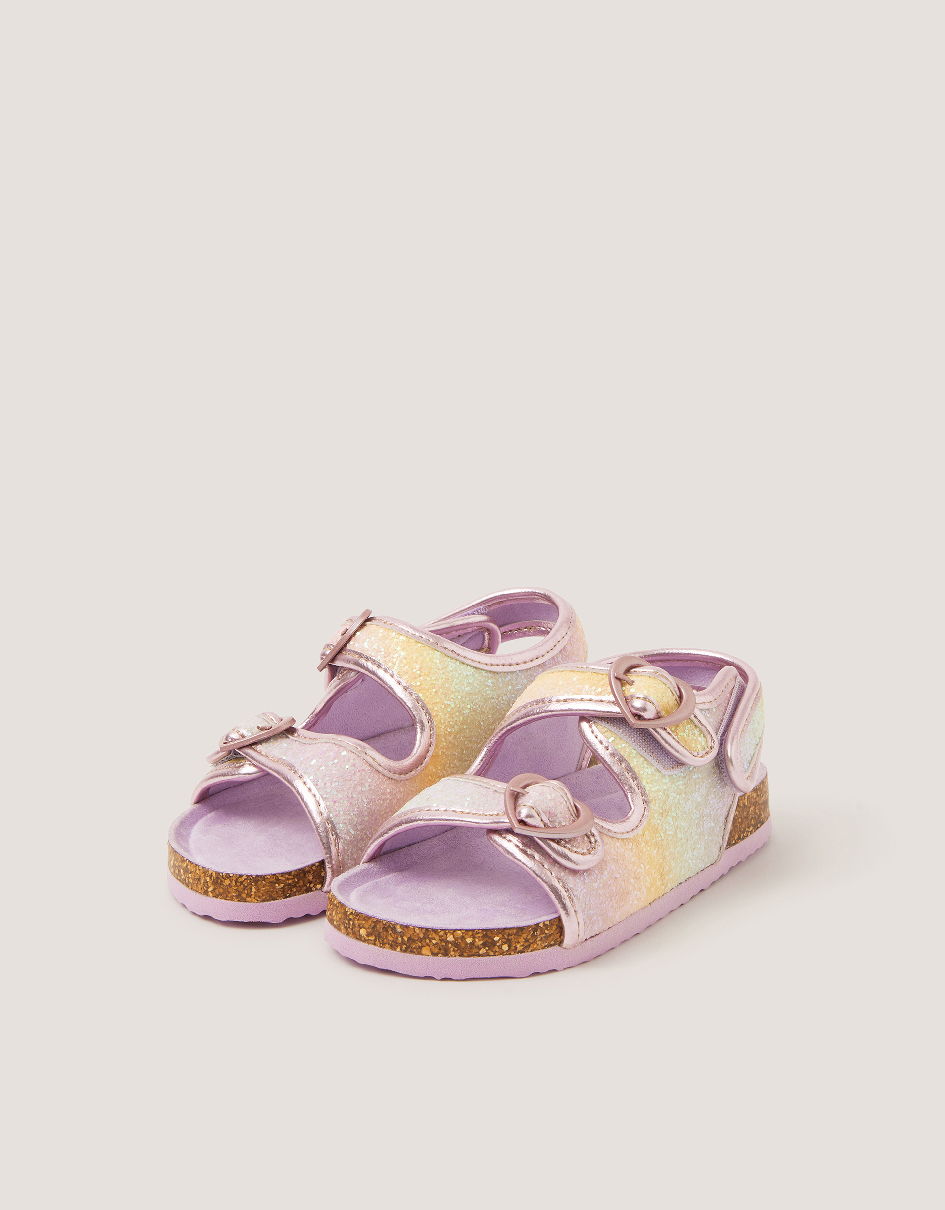 Monsoon Rainbow Heart Buckle Sandals