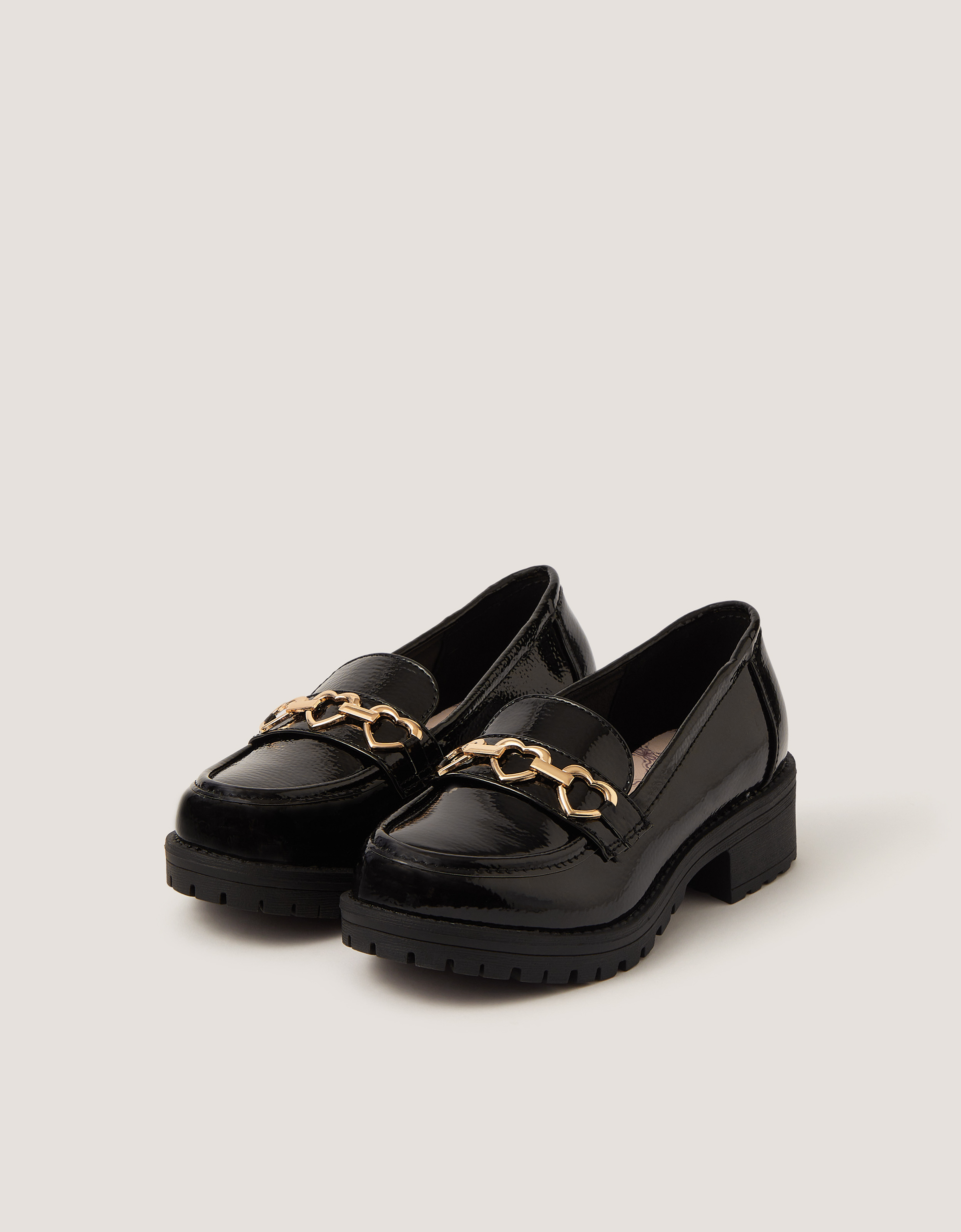 Monsoon Heart Patent Loafer School Shoes