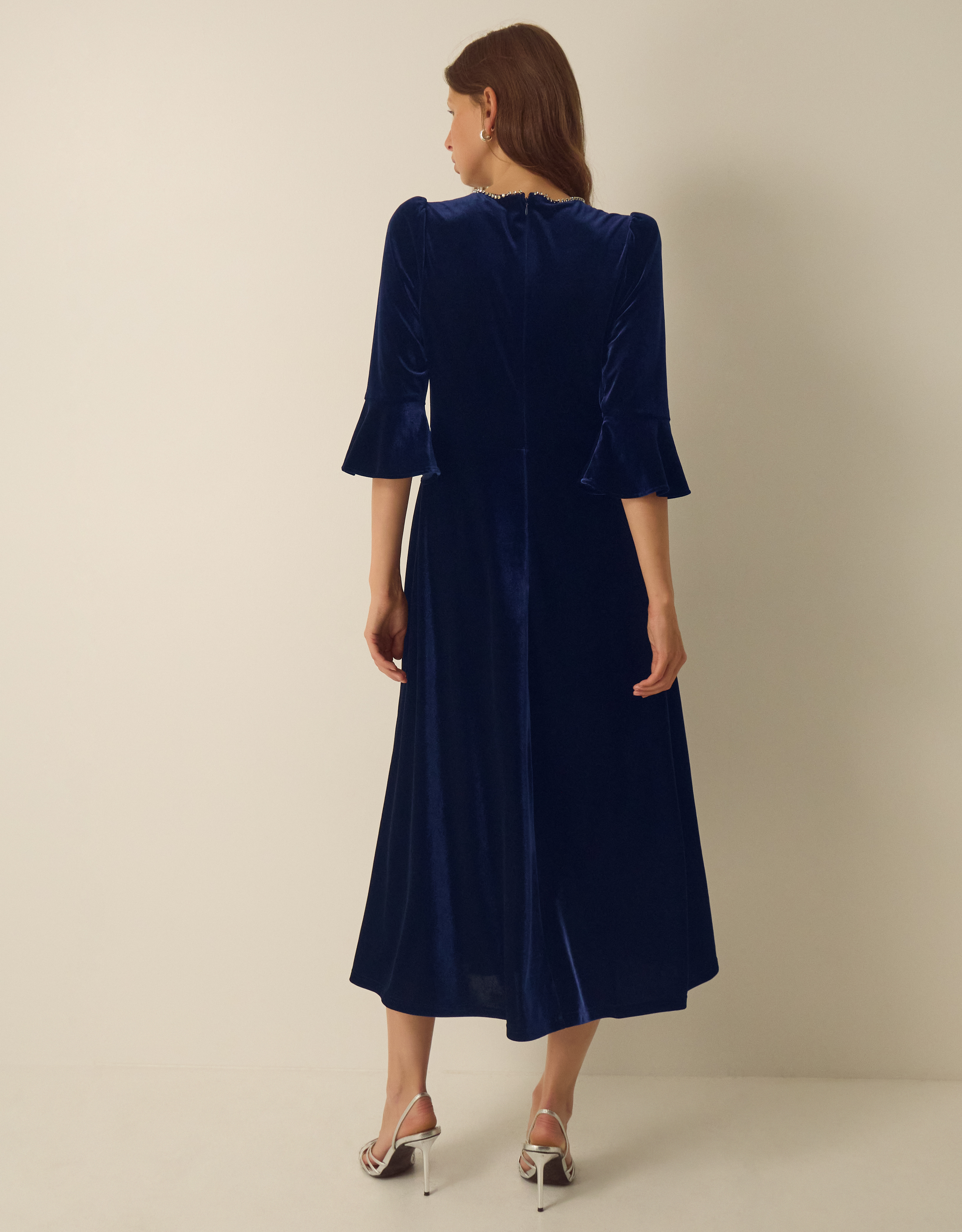 Monsoon Clara Embellished Velvet Midi Dress, view 3