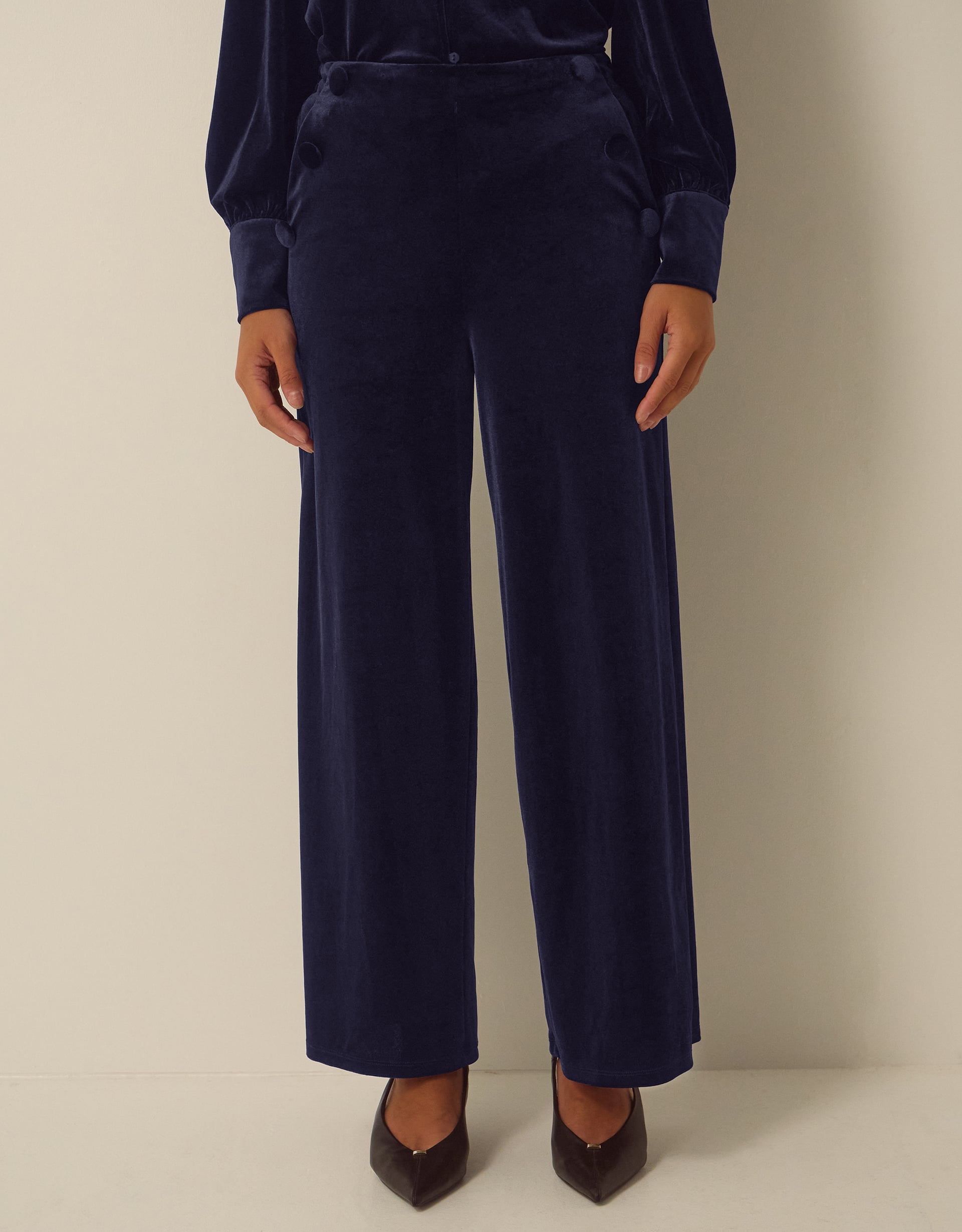 Monsoon Verna Velvet Wide Leg Trousers, view 2