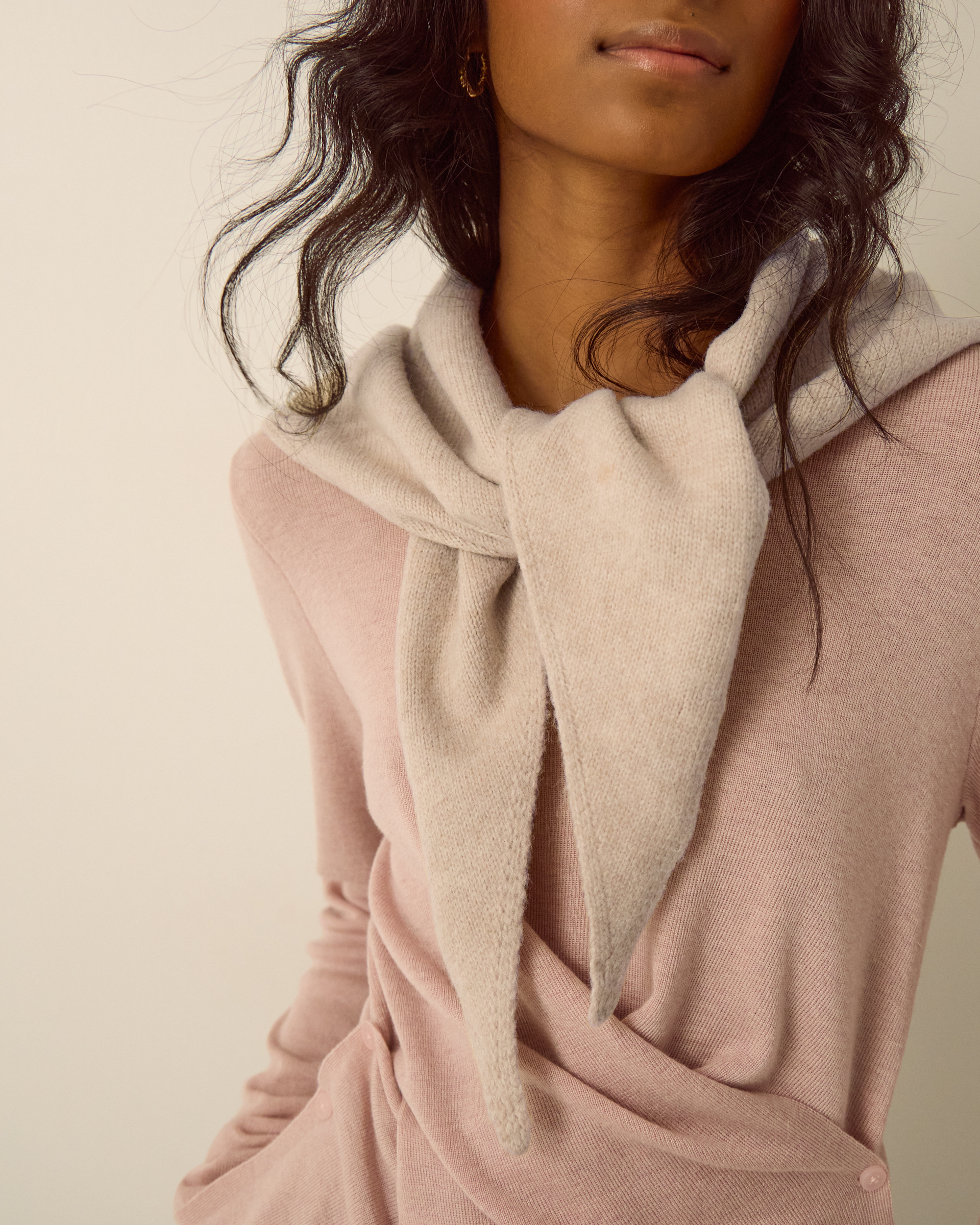 Monsoon Taya Large Knitted Triangle Scarf in Natural