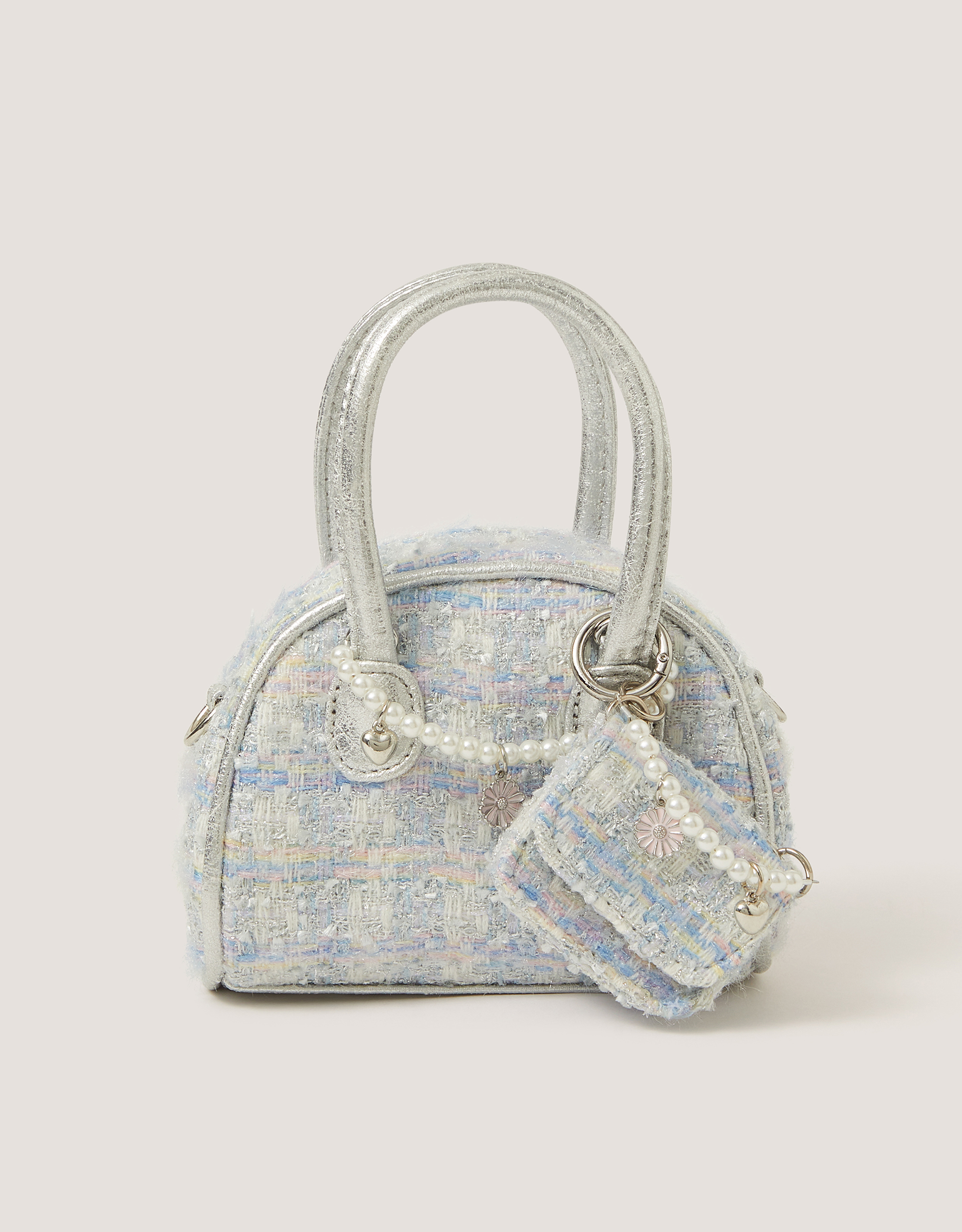 Monsoon Lucy Pearl Charm Bouclé Bag
