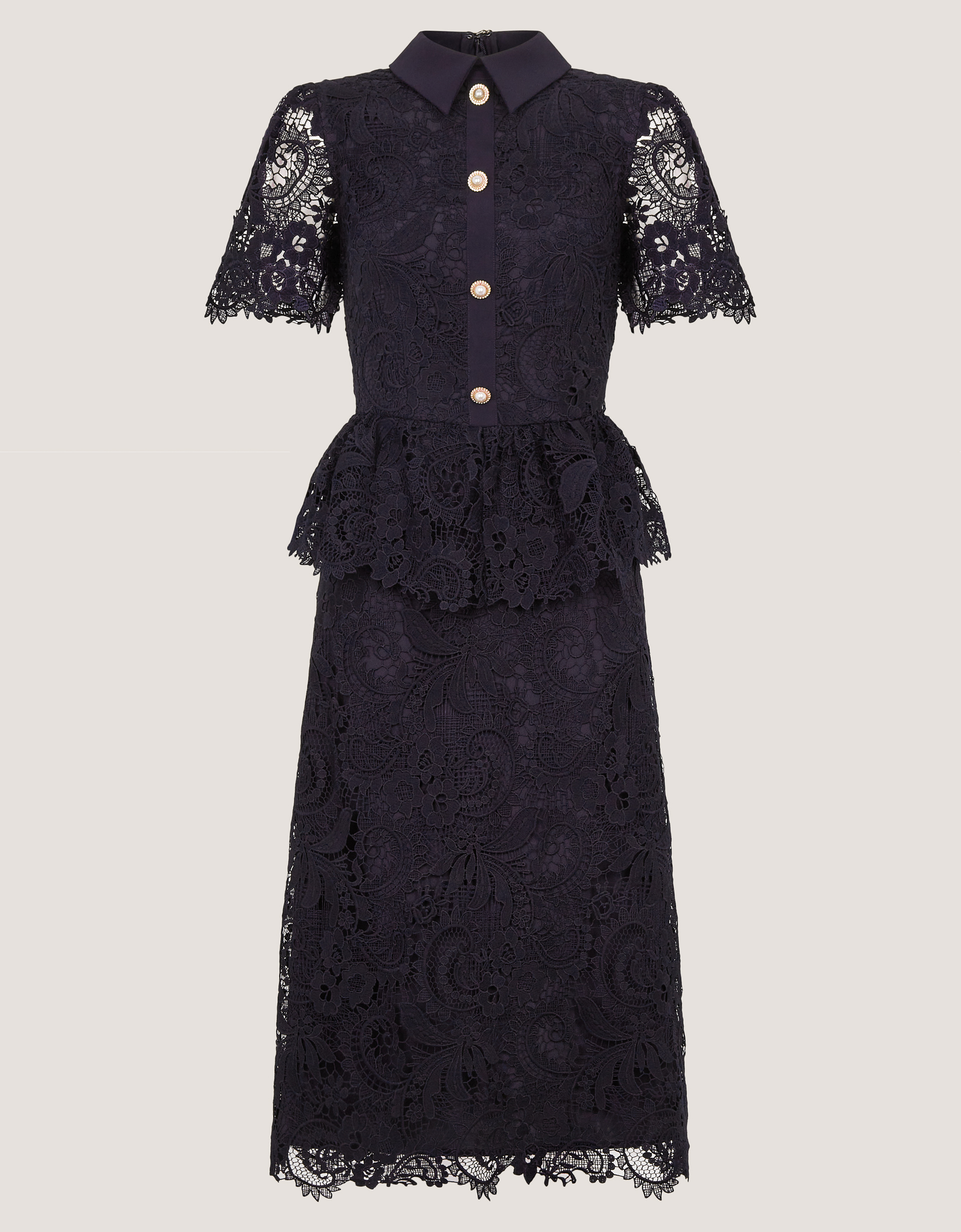 Monsoon Alice Lace Peplum Midi Dress, view 5