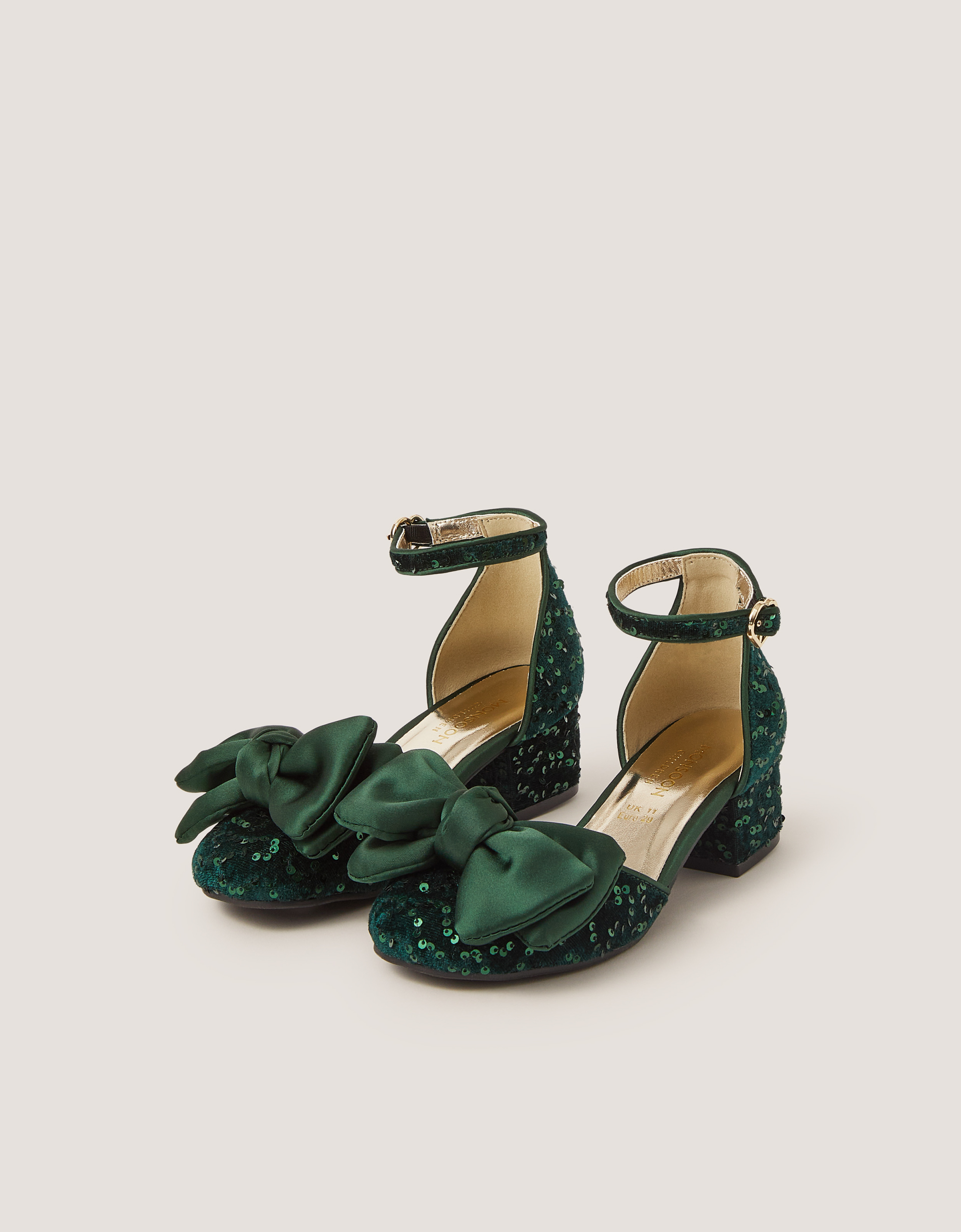 Monsoon Sequin Bow Velvet Two Part Heels