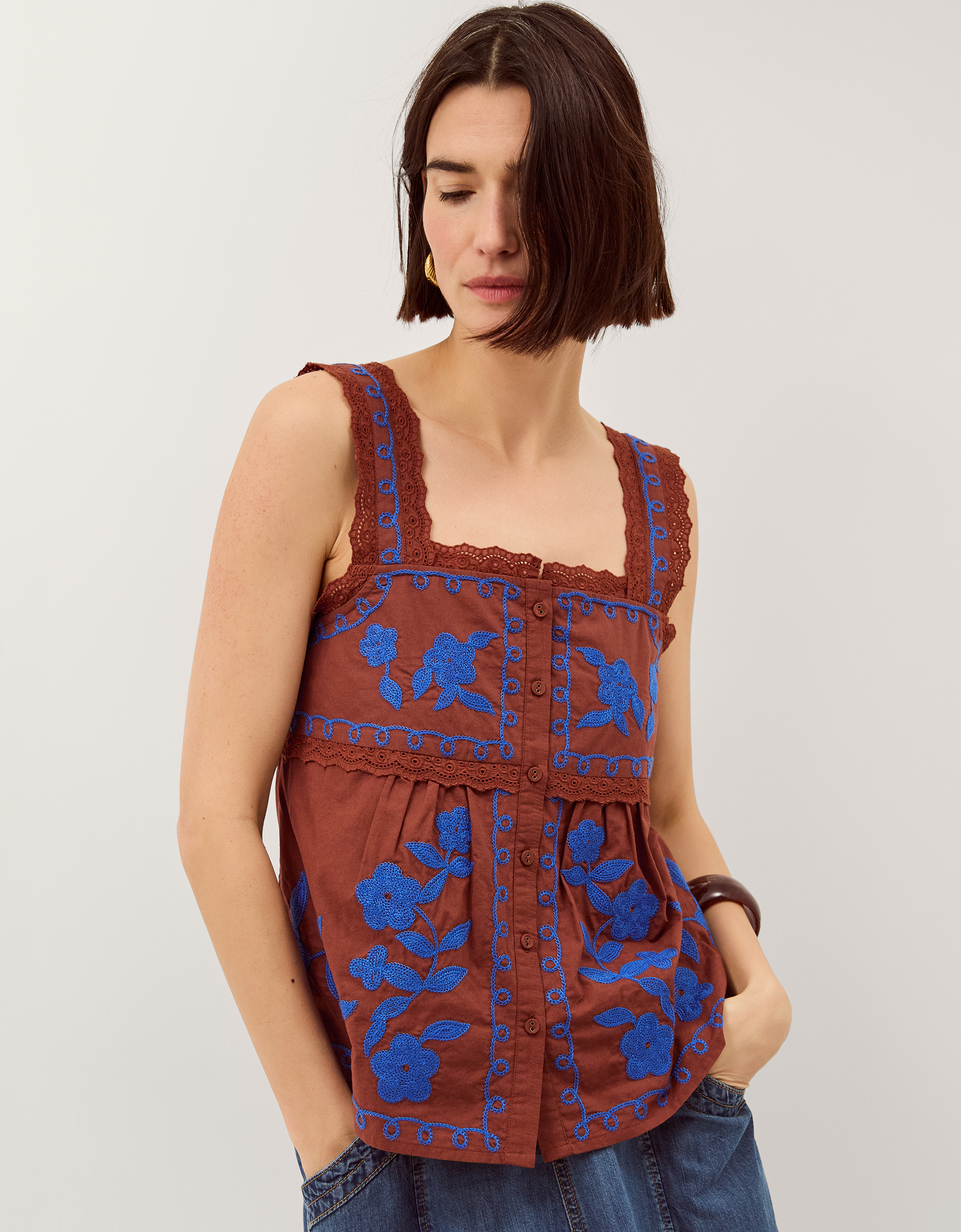 Monsoon Madison Embroidered Broderie Lace Top