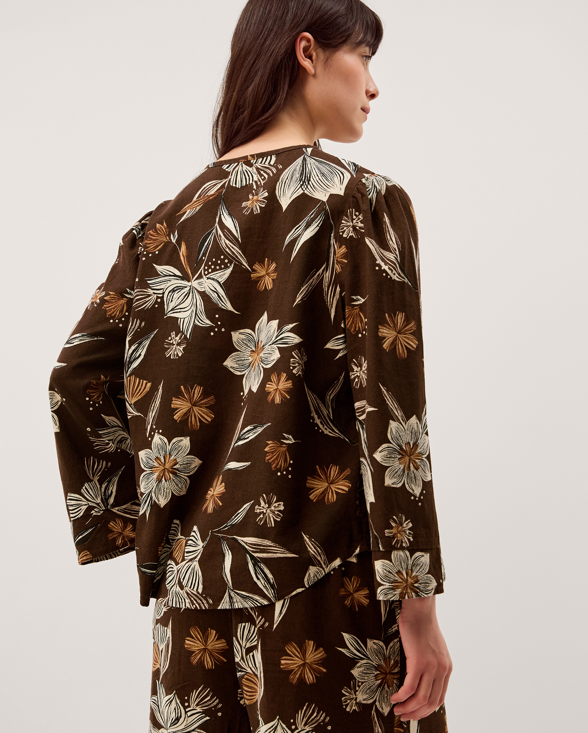 Monsoon Esther Floral Linen Blend Top, view 5