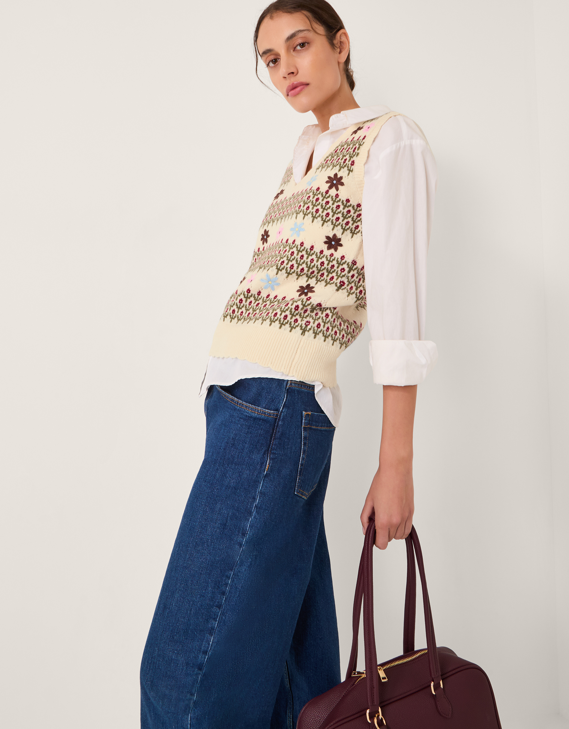 Monsoon Ella Floral Knitted Vest, view 4
