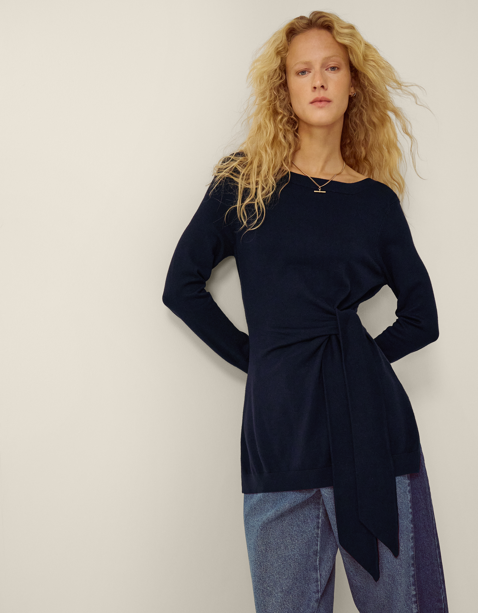 Monsoon Tina Tie Side Jumper in blue