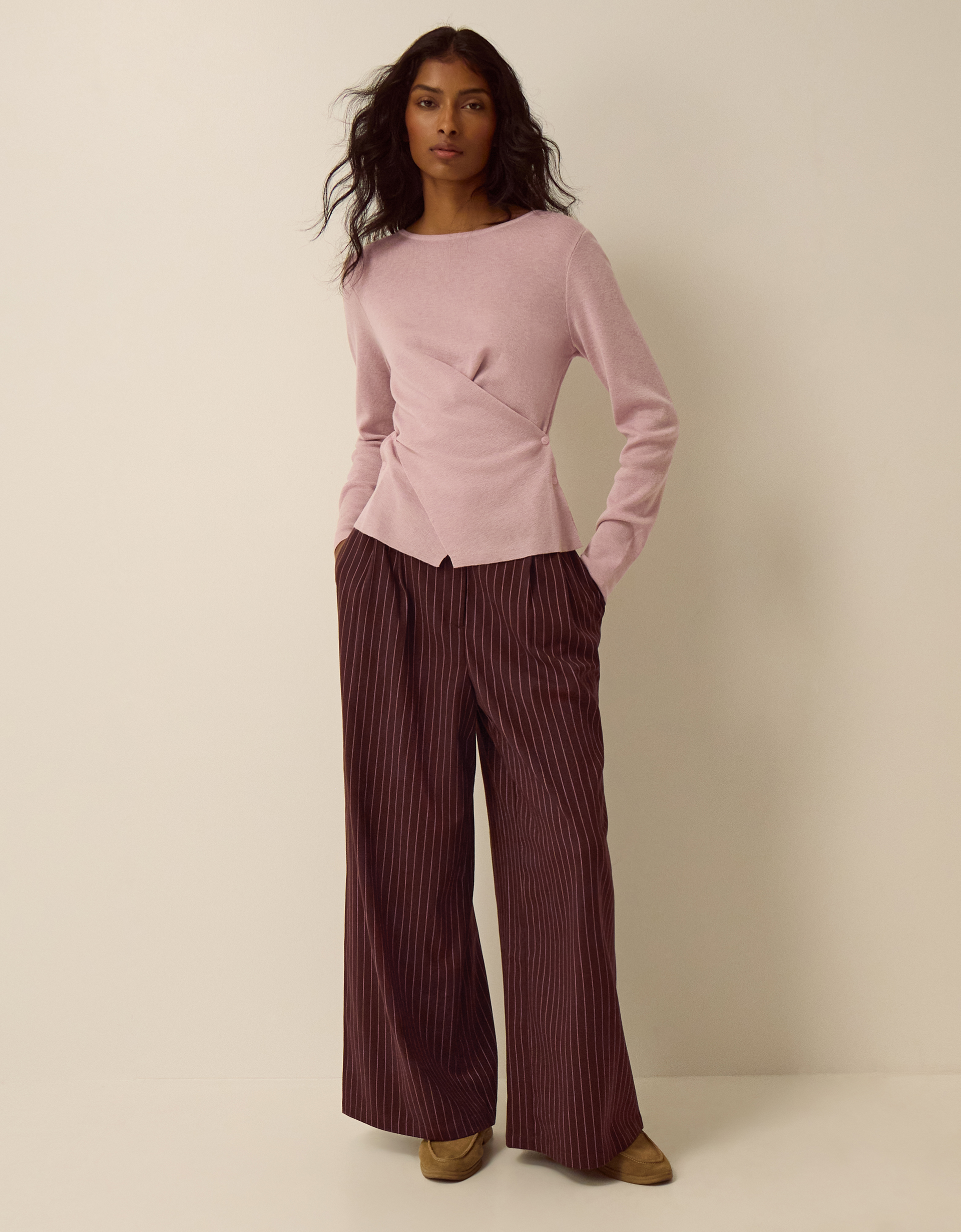 Monsoon Dora Drape Knitted Top, view 4