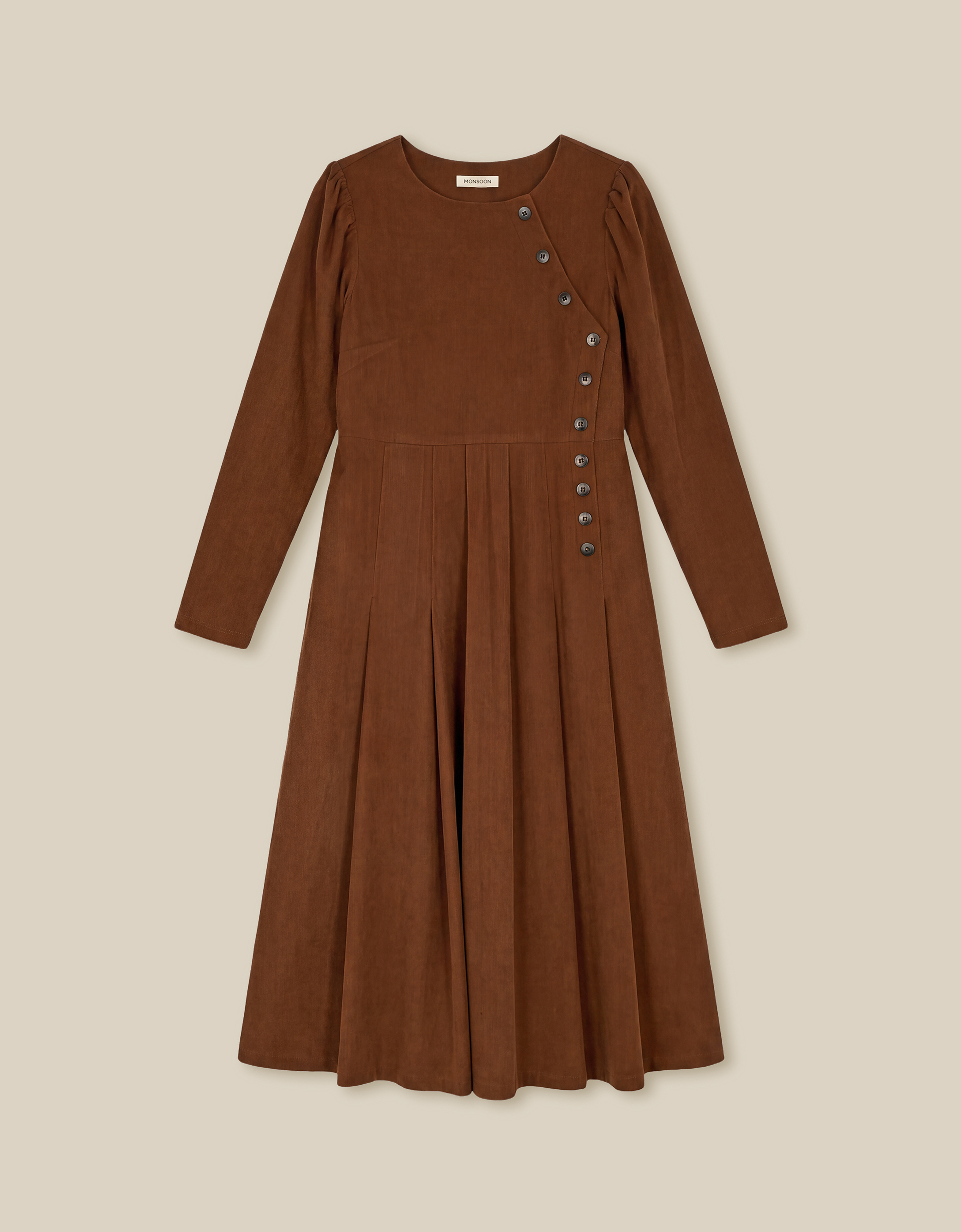 Monsoon Silvia Button Stretch Corduroy Midi Dress, view 6