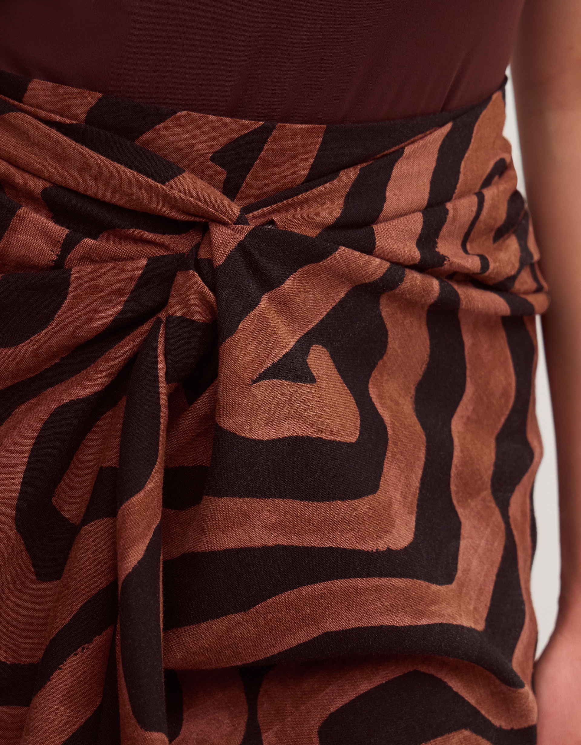 Monsoon Callie Thorpe x Monsoon Wave Print Linen Blend Sarong Skirt, view 4