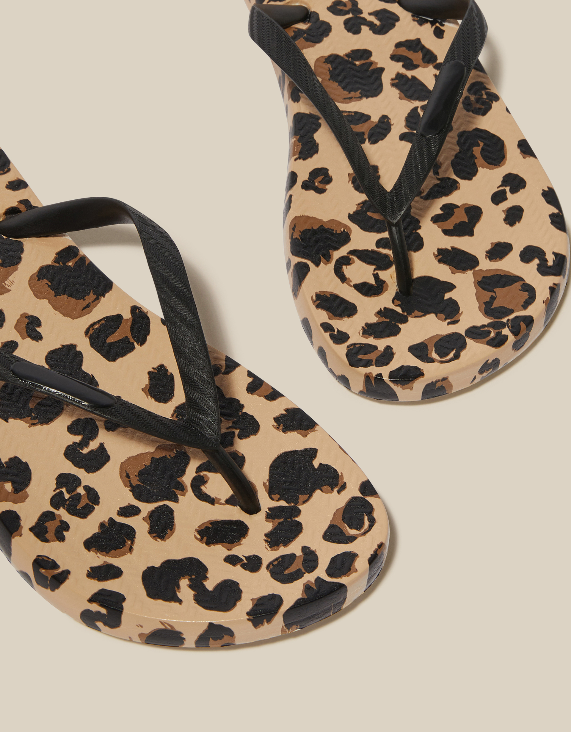 Monsoon Leopard Print Flip Flops, view 3